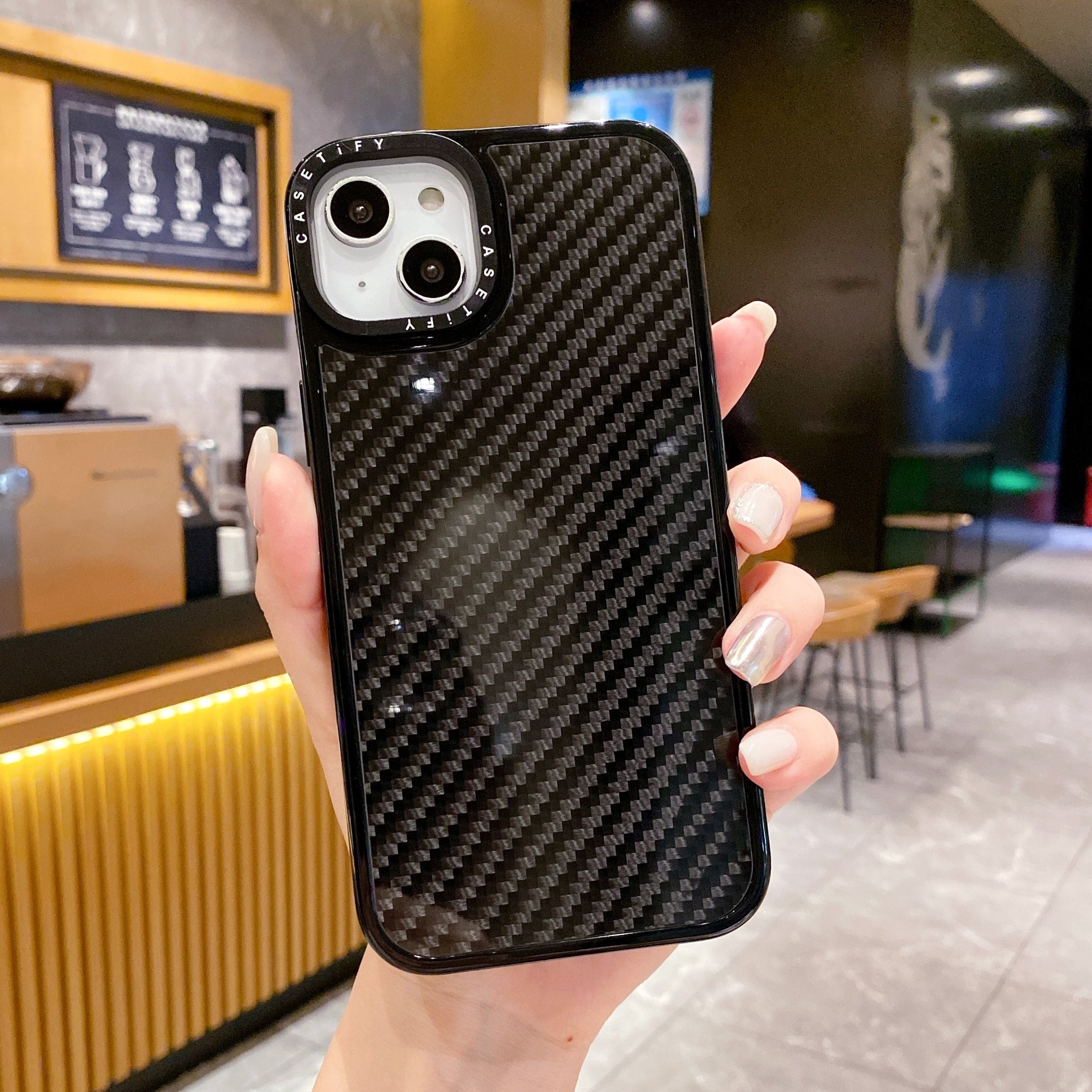 Phone Cover For iPhone 15 Mobile Phone Case Carbon Fiber Texture PC TPU Shockproof Shell