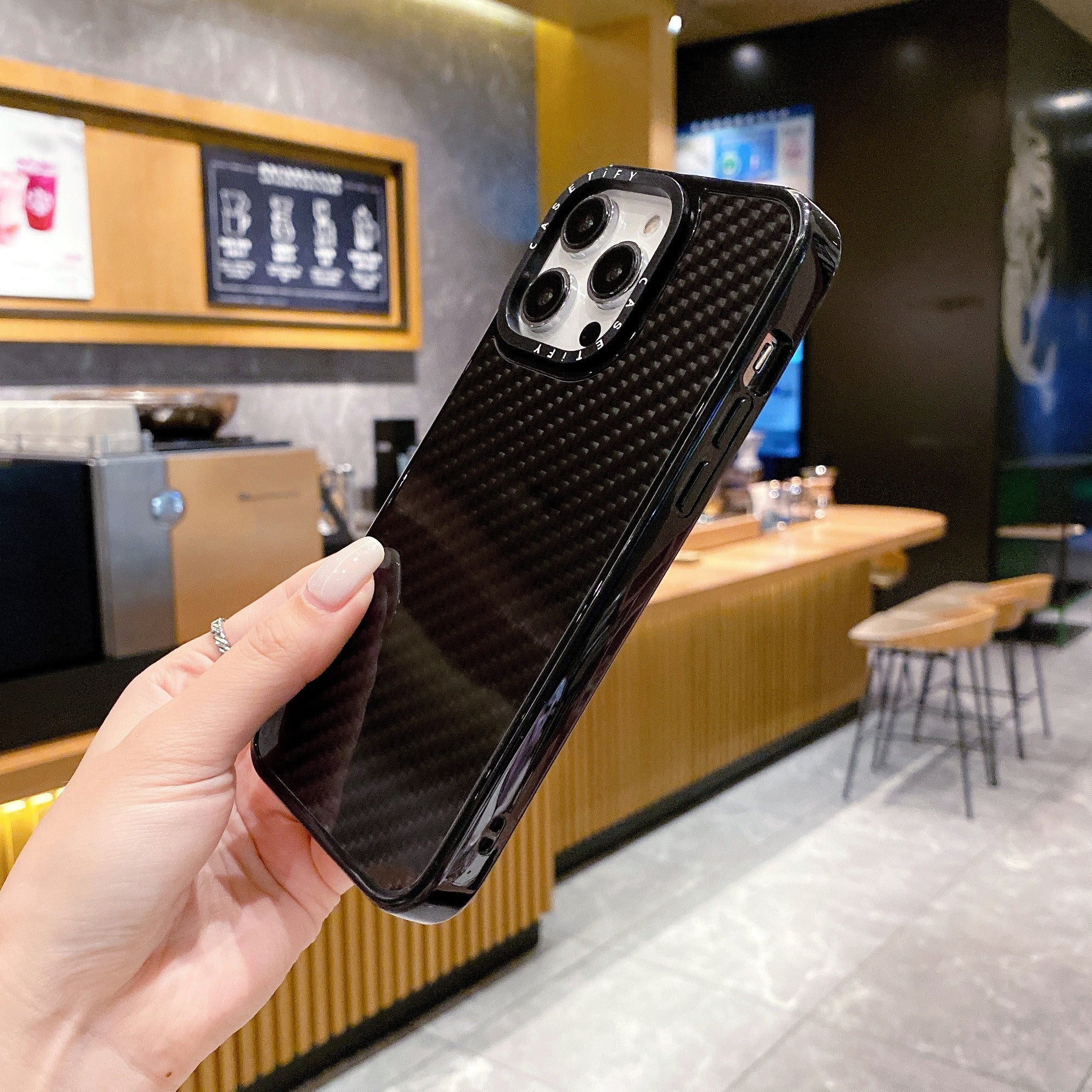 Phone Cover For iPhone 15 Mobile Phone Case Carbon Fiber Texture PC TPU Shockproof Shell