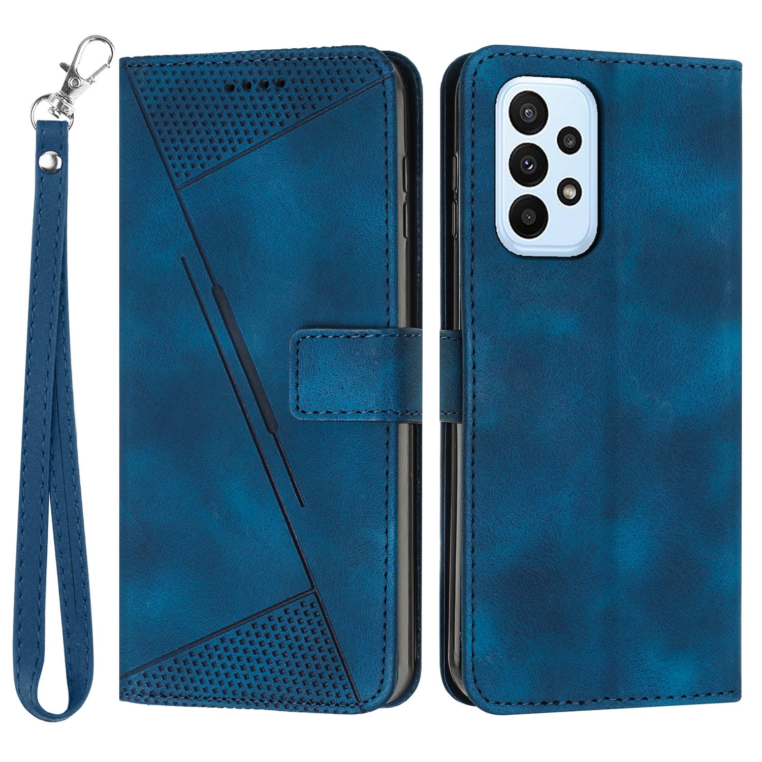 Til Samsung Galaxy A53 5G Triangle Imprint PU-lædertelefonetui Foldbart stativ tegnebogscover med rem