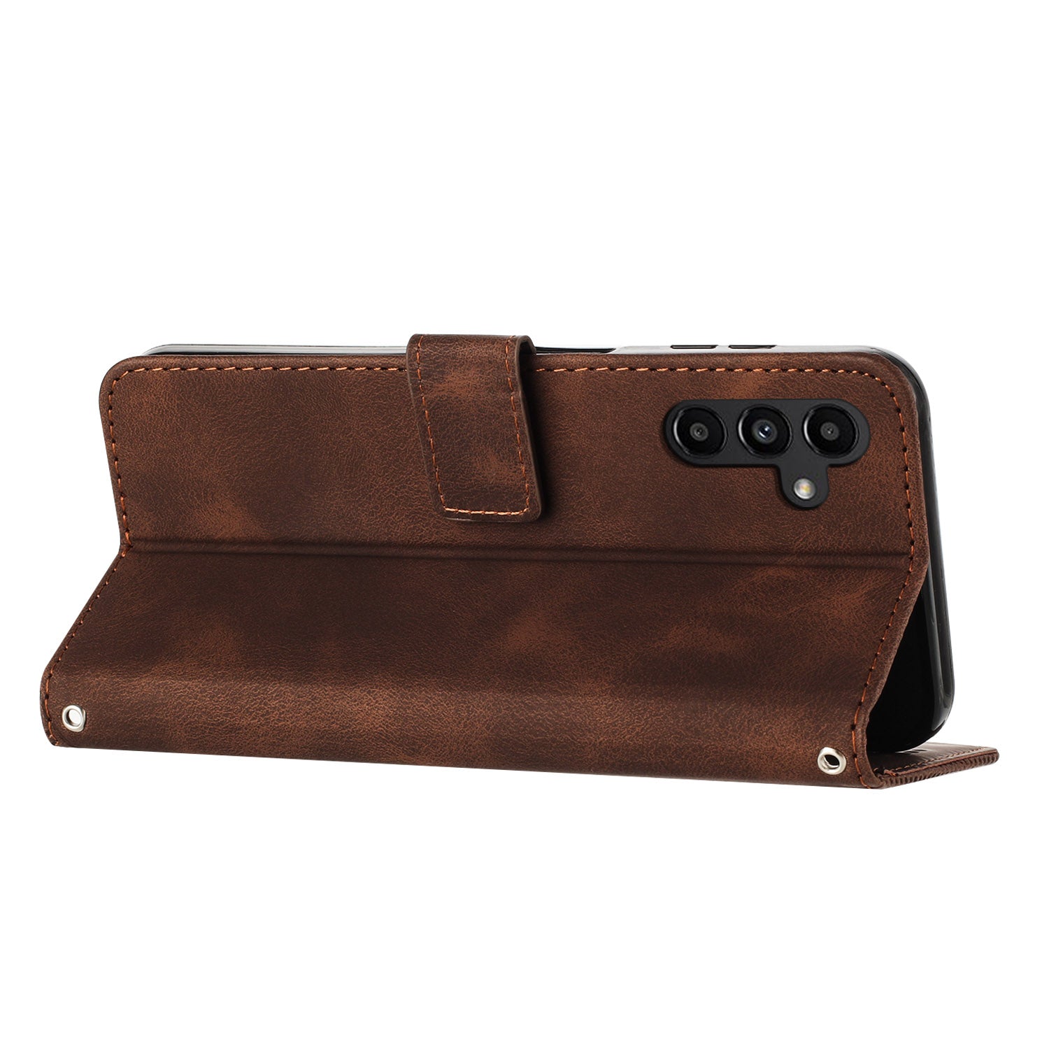 Til Samsung Galaxy S23 FE Læder Pung Stand Anti-shock Cover Triangle Imprint Mobiletui med rem
