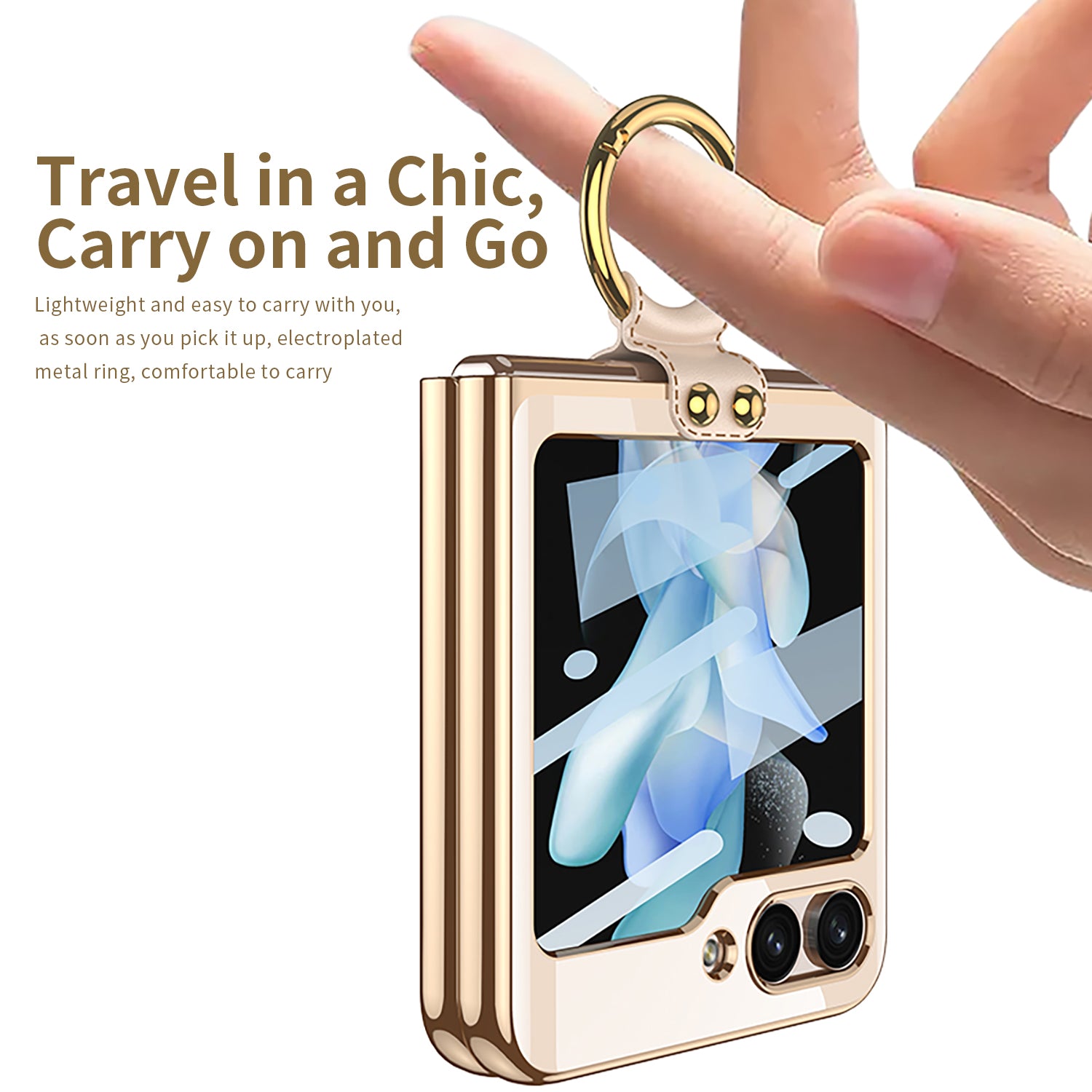 GKK For Samsung Galaxy Z Flip5 5G Clear Case Hard PC Ring Kickstand Phone Cover with Back Screen Protector