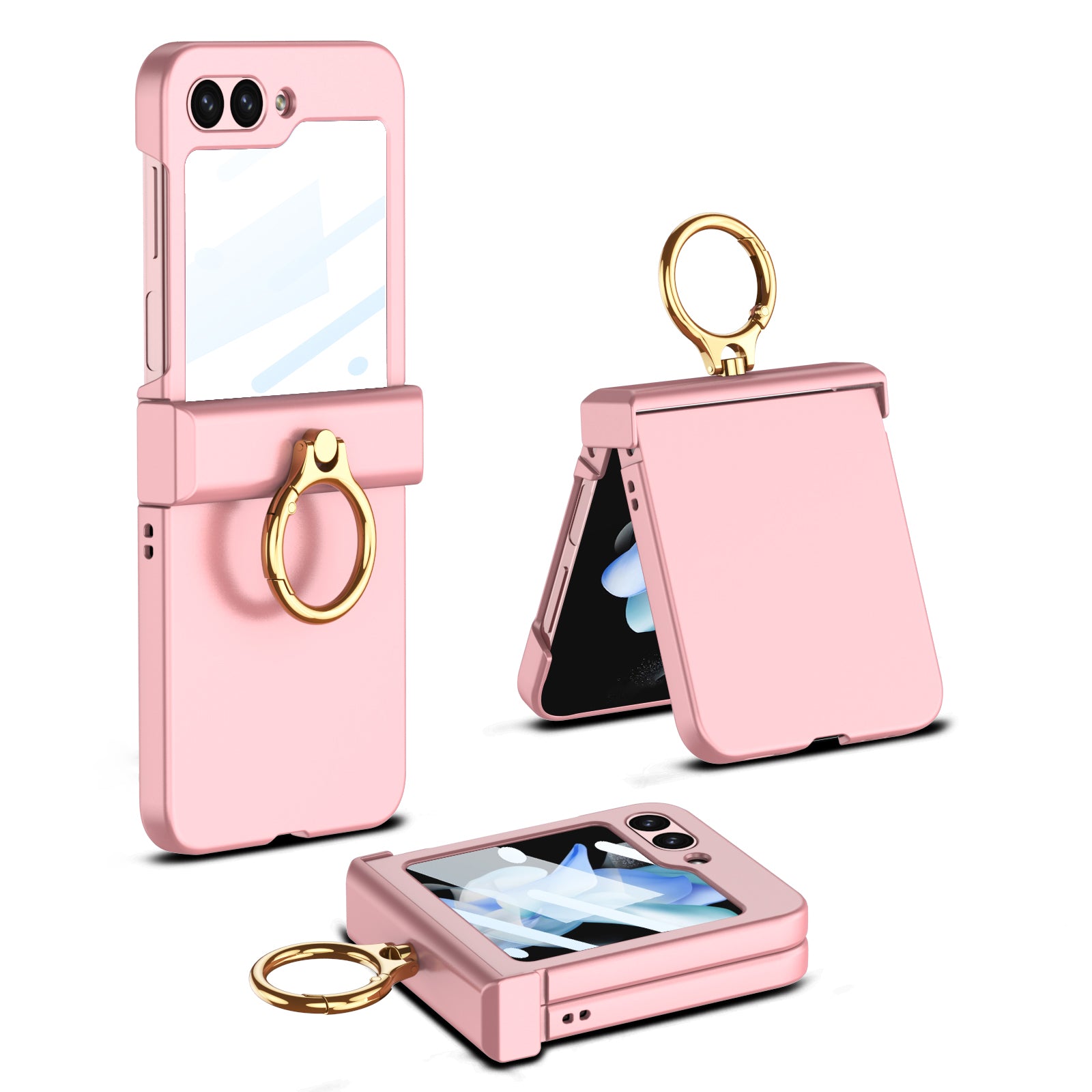 GKK For Samsung Galaxy Z Flip5 5G Hinge Protection Phone Case Hard PC Kickstand Cover with Small Screen Film