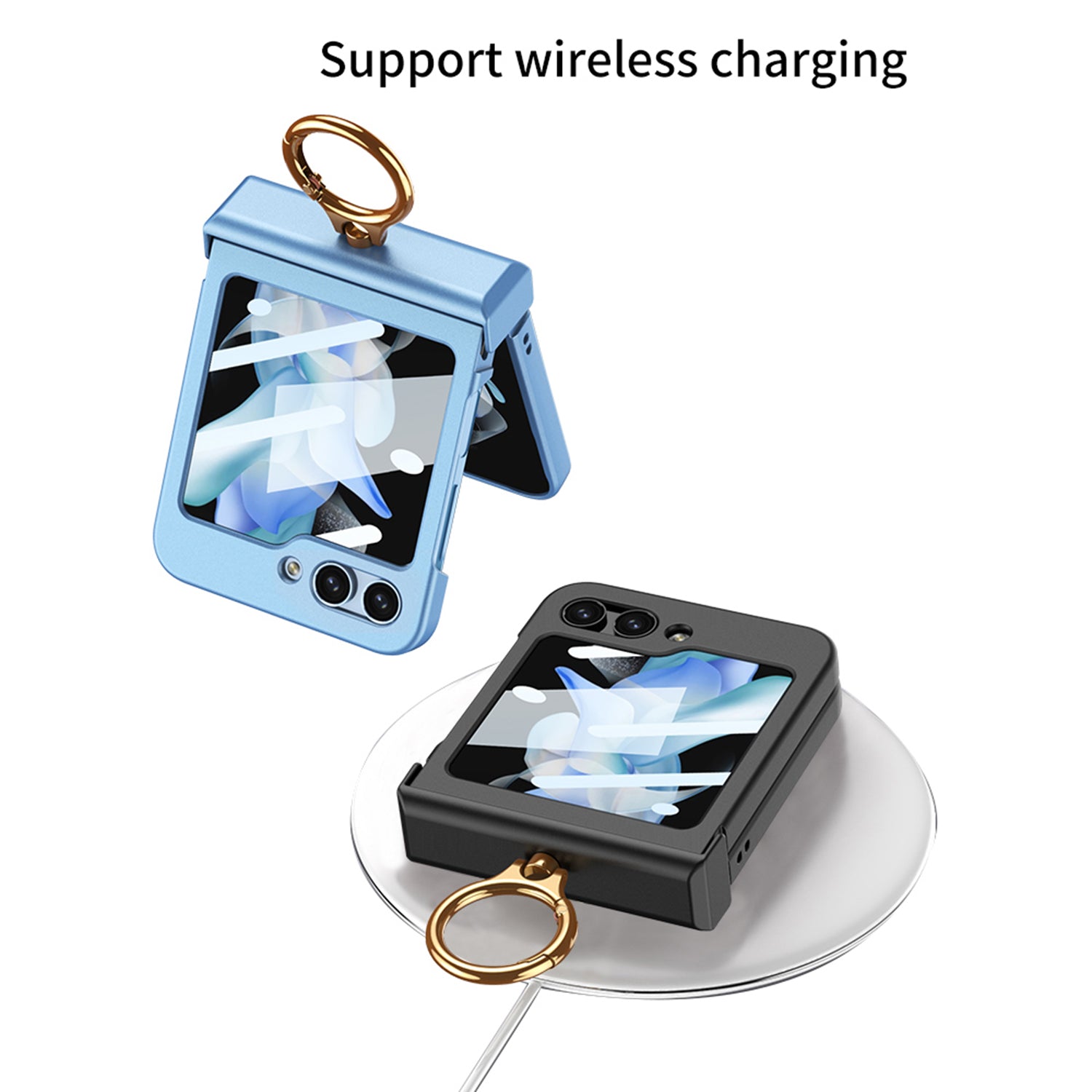 GKK For Samsung Galaxy Z Flip5 5G Hinge Protection Phone Case Hard PC Kickstand Cover with Small Screen Film