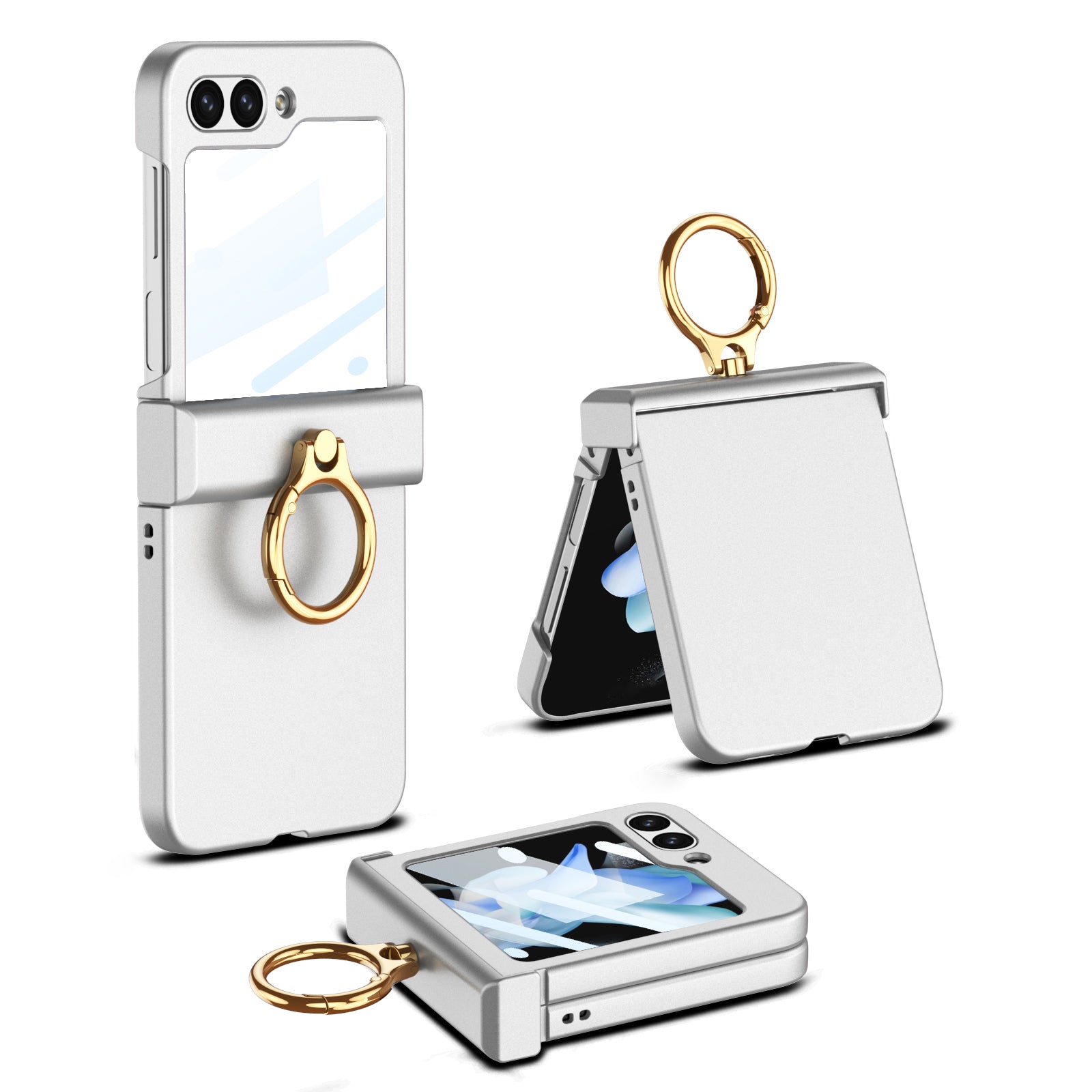 GKK For Samsung Galaxy Z Flip5 5G Hinge Protection Phone Case Hard PC Kickstand Cover with Small Screen Film