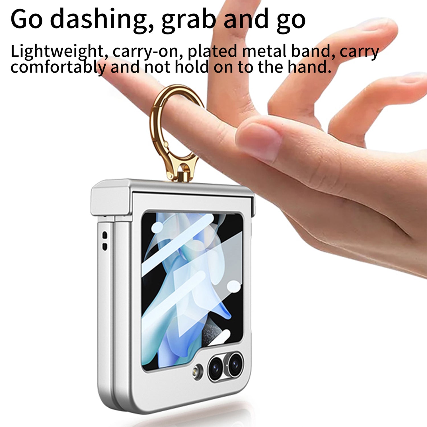 GKK For Samsung Galaxy Z Flip5 5G Hinge Protection Phone Case Hard PC Kickstand Cover with Small Screen Film