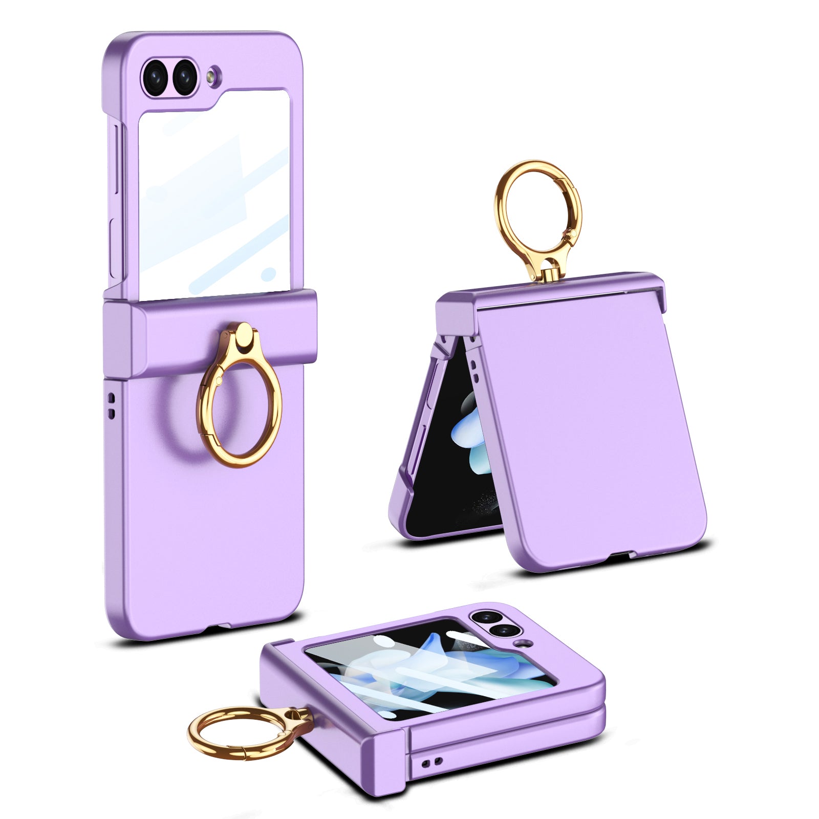 GKK For Samsung Galaxy Z Flip5 5G Hinge Protection Phone Case Hard PC Kickstand Cover with Small Screen Film