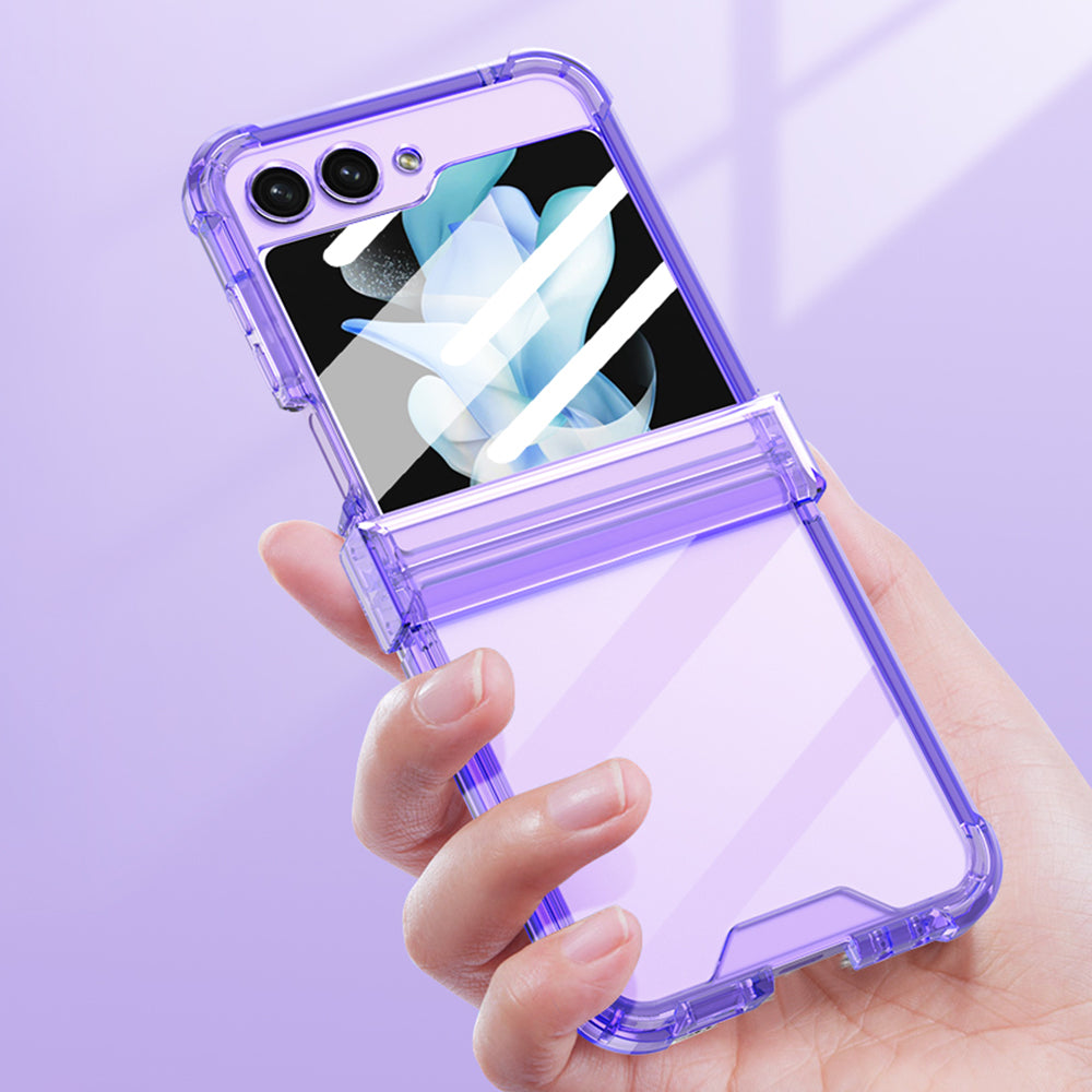 GKK For Samsung Galaxy Z Flip5 5G Hinge Protection TPU Case Reinforced Corners Phone Cover with Small Screen Protector