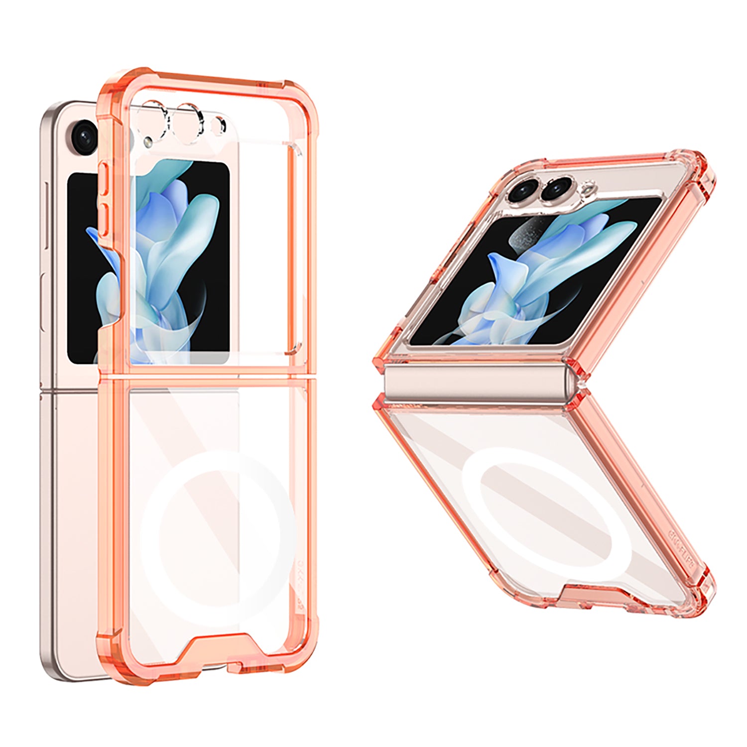 GKK For Samsung Galaxy Z Flip5 5G Magnetic Phone Case Reinforced Corners TPU Clear Cover