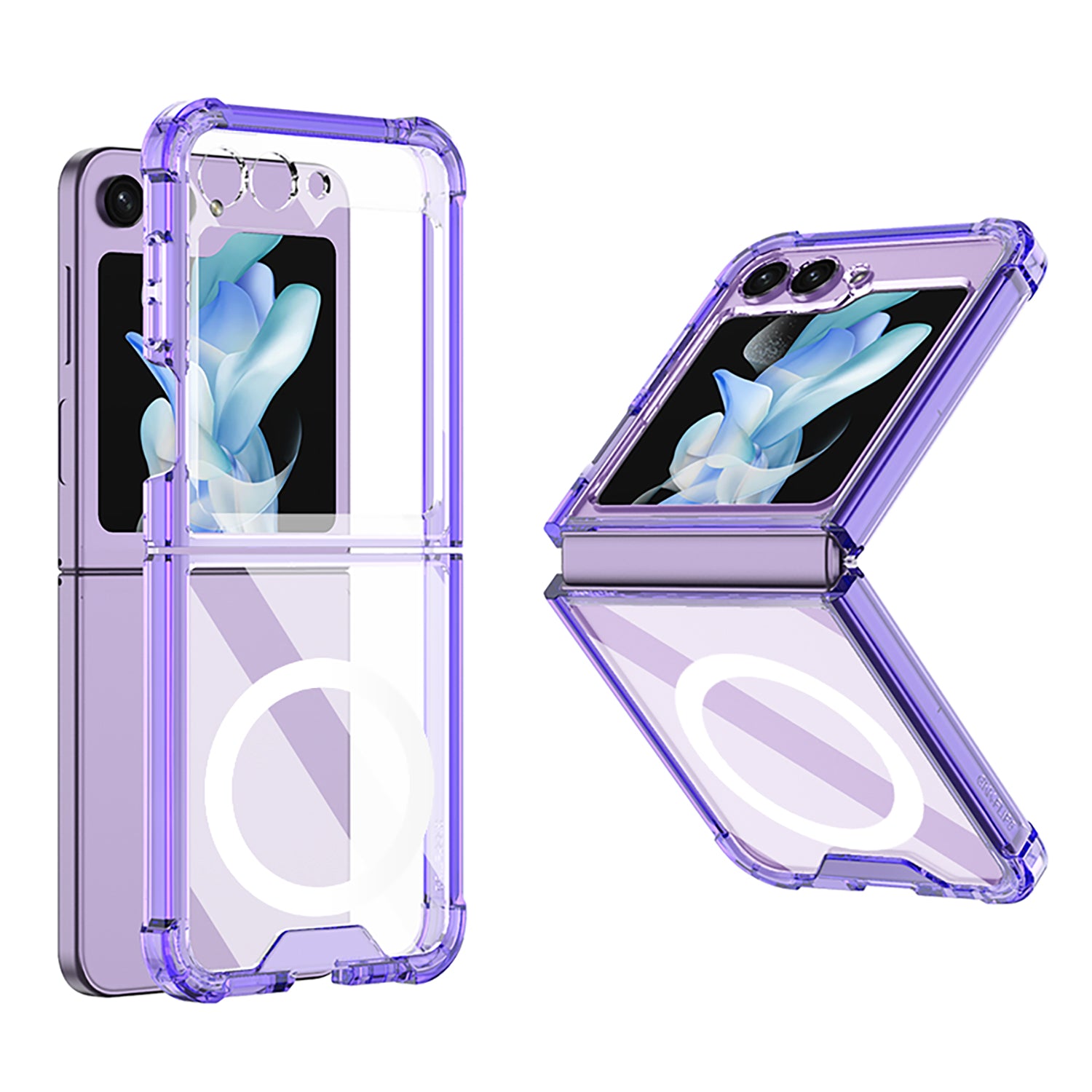 GKK For Samsung Galaxy Z Flip5 5G Magnetic Phone Case Reinforced Corners TPU Clear Cover