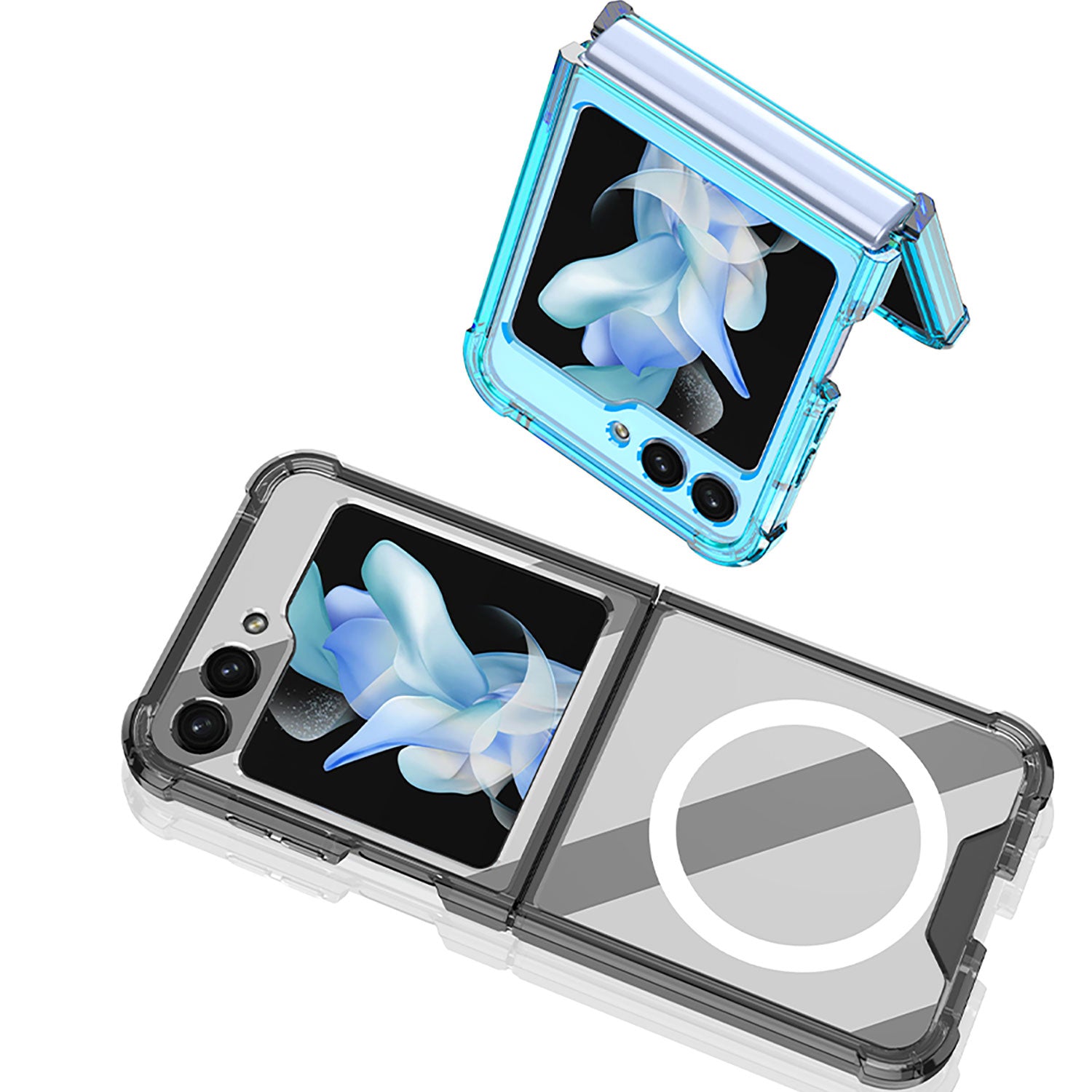 GKK For Samsung Galaxy Z Flip5 5G Magnetic Phone Case Reinforced Corners TPU Clear Cover