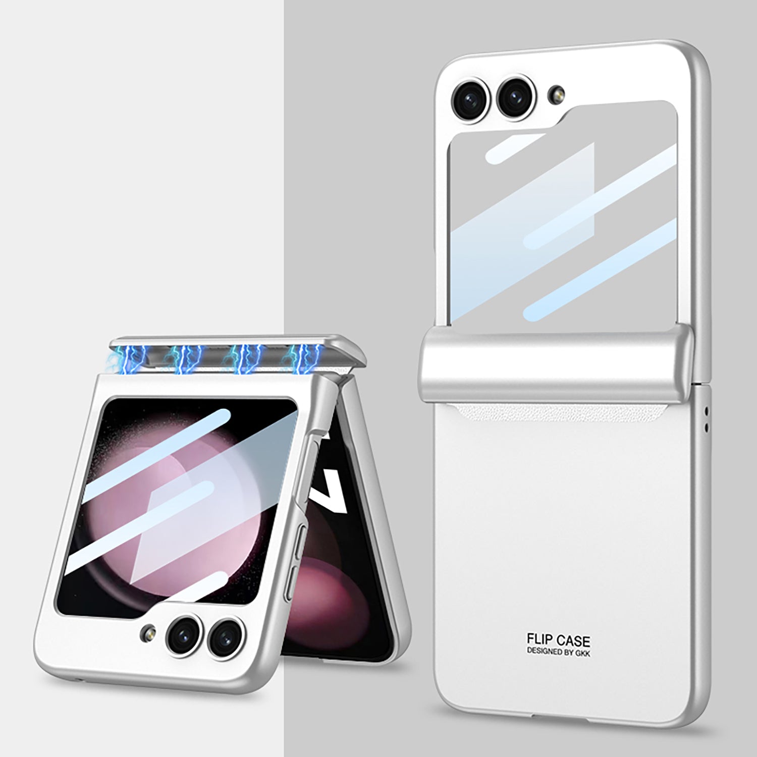 GKK For Samsung Galaxy Z Flip5 5G PC Phone Case Magnetic Hinge Protection Cover with Tempered Glass Small Screen Film