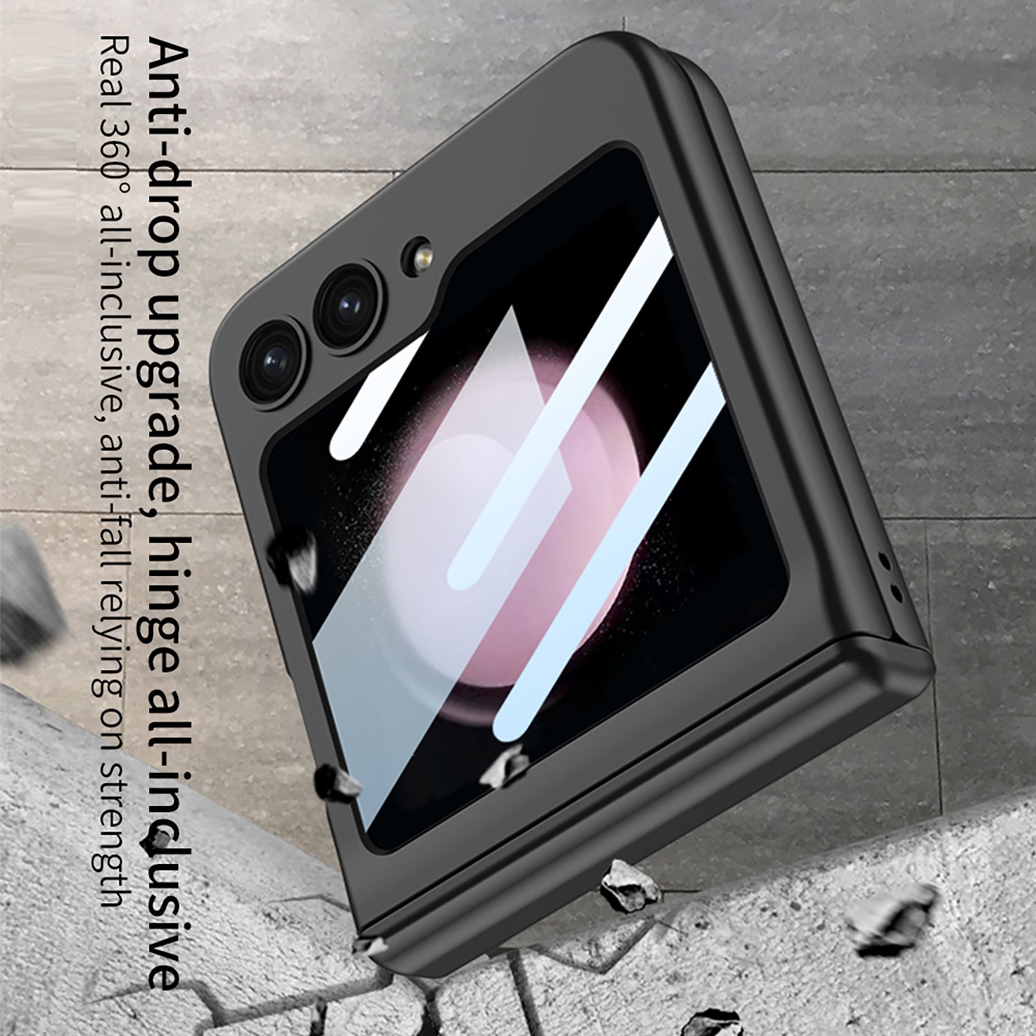 GKK For Samsung Galaxy Z Flip5 5G PC Phone Case Magnetic Hinge Protection Cover with Tempered Glass Small Screen Film