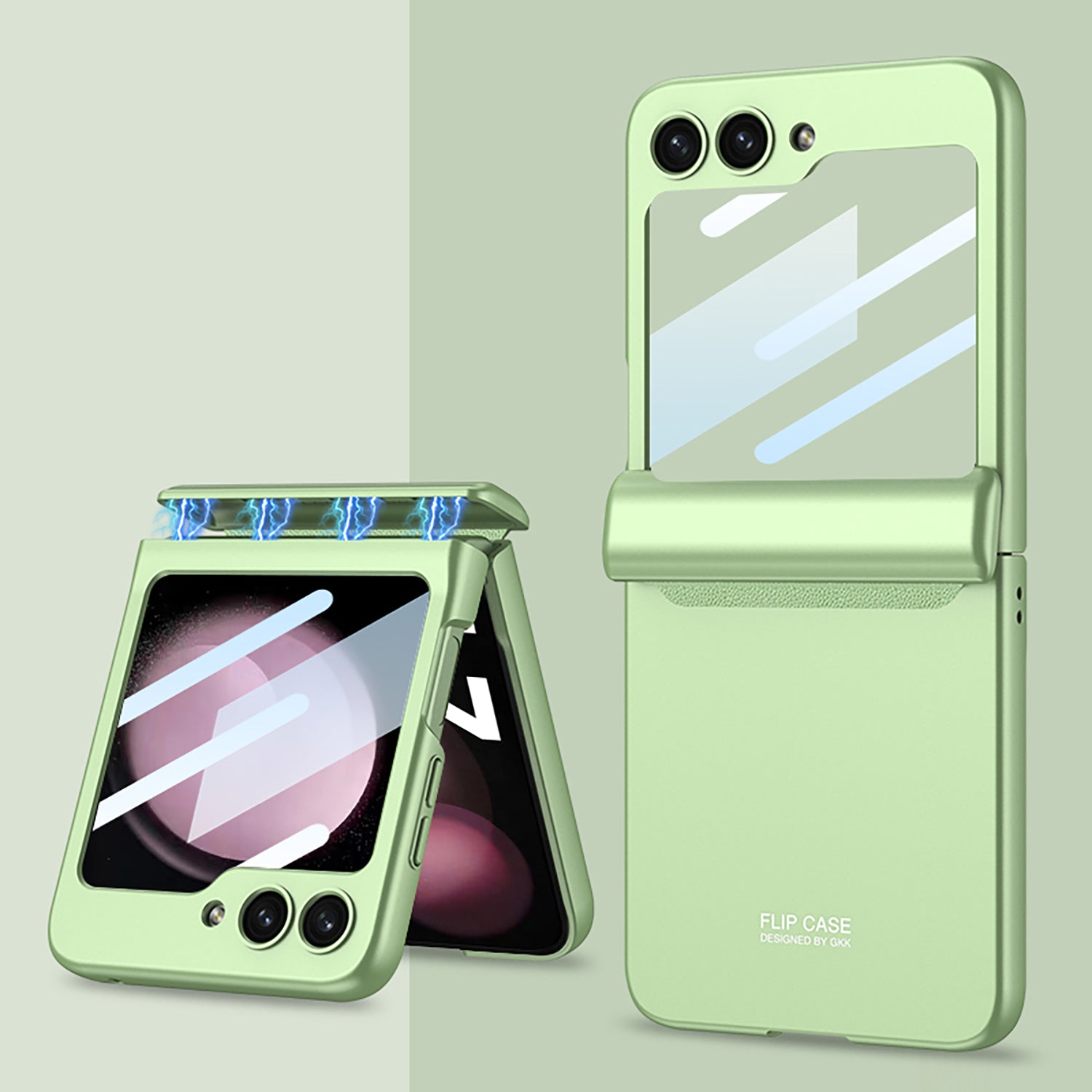GKK For Samsung Galaxy Z Flip5 5G PC Phone Case Magnetic Hinge Protection Cover with Tempered Glass Small Screen Film