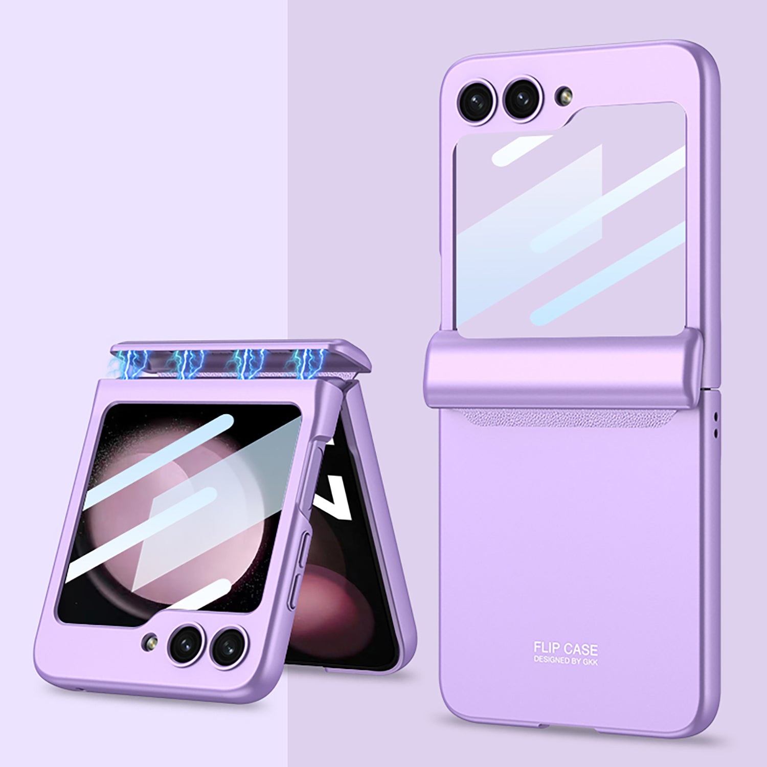GKK For Samsung Galaxy Z Flip5 5G PC Phone Case Magnetic Hinge Protection Cover with Tempered Glass Small Screen Film