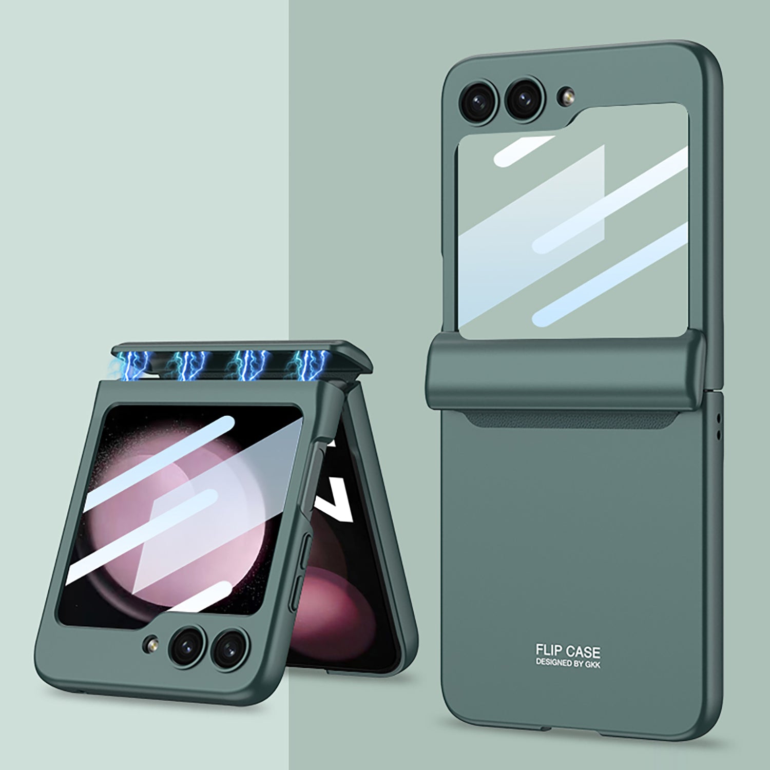 GKK For Samsung Galaxy Z Flip5 5G PC Phone Case Magnetic Hinge Protection Cover with Tempered Glass Small Screen Film