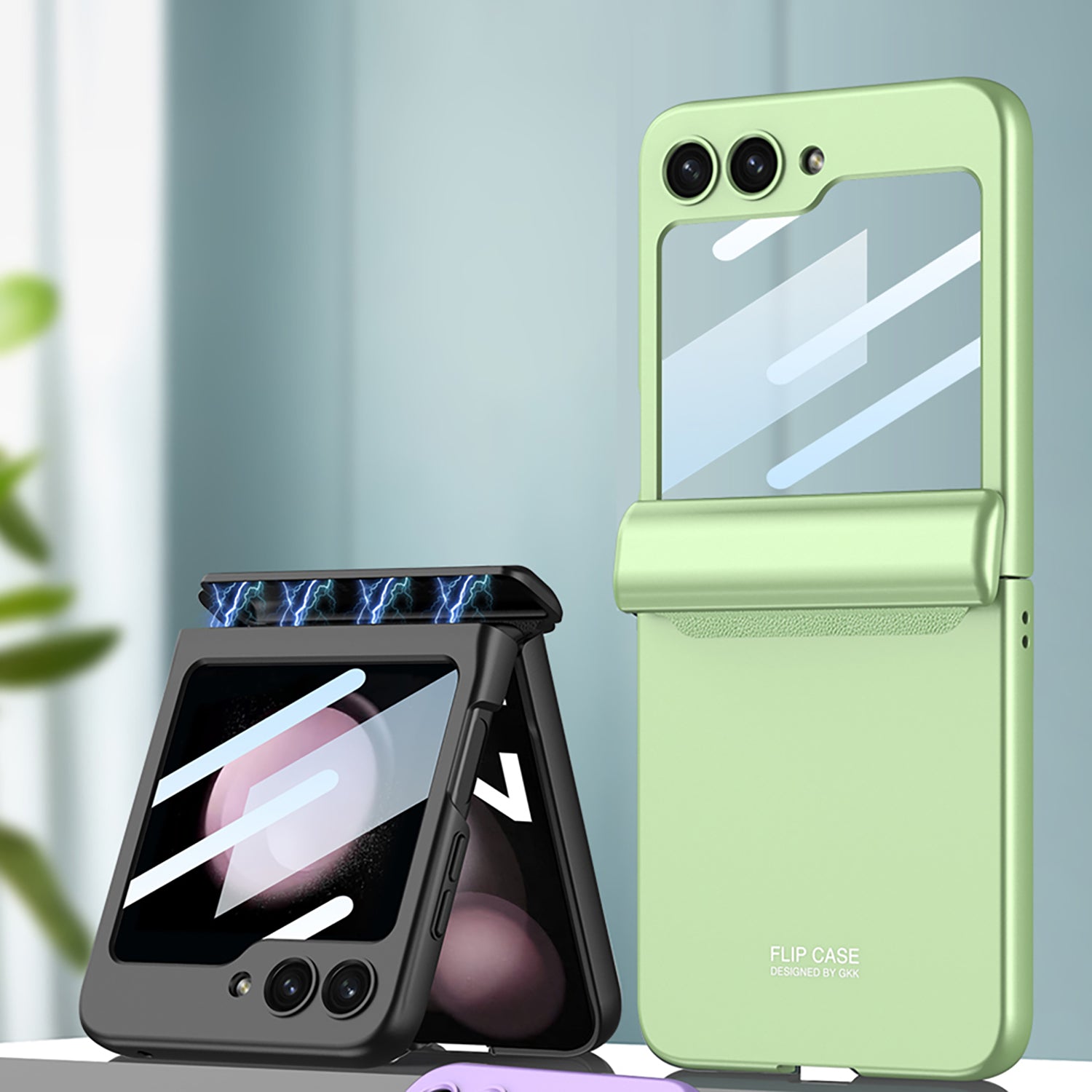 GKK For Samsung Galaxy Z Flip5 5G PC Phone Case Magnetic Hinge Protection Cover with Tempered Glass Small Screen Film