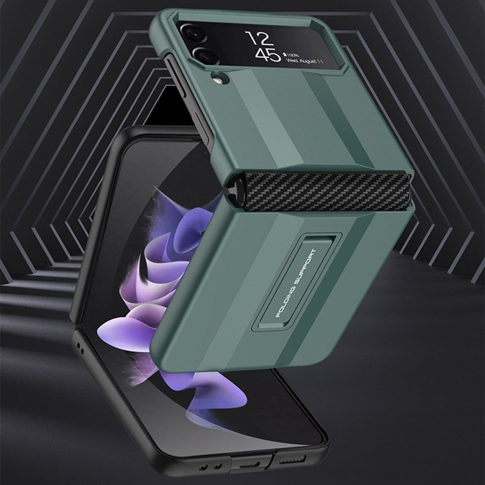 GKK Supercar Series For Samsung Galaxy Z Flip4 5G Kickstand Hard PC Phone Case Elastic Strap Hinge Protection Cover