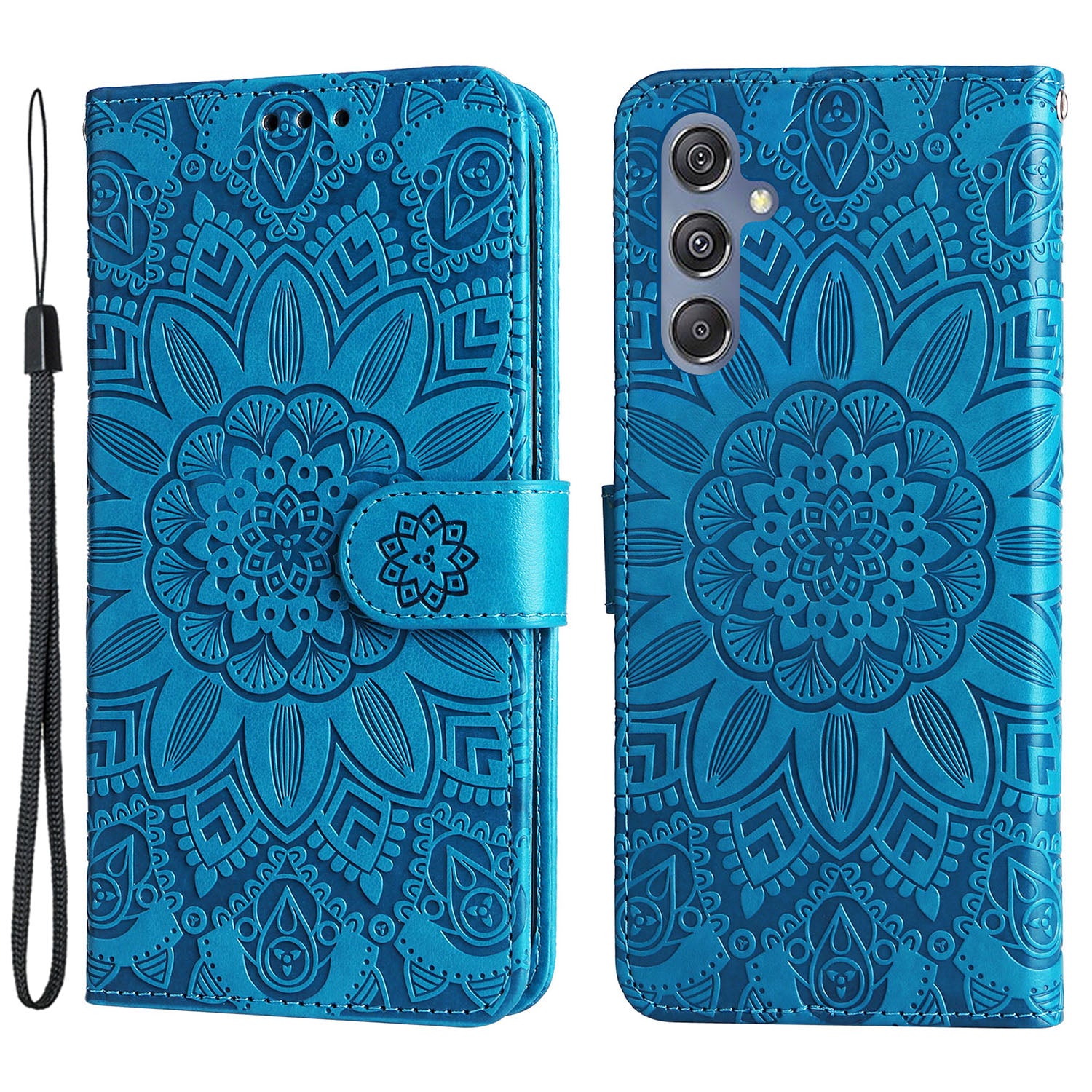 For Samsung Galaxy F34 5G M34 5G Anti-Scratch Phone Cover Sunflower Imprint PU Leather Wallet Stand Case