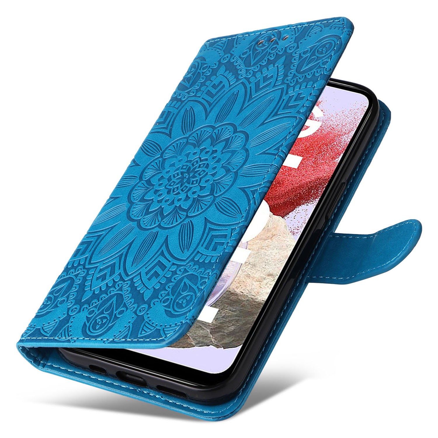 For Samsung Galaxy F34 5G M34 5G Anti-Scratch Phone Cover Sunflower Imprint PU Leather Wallet Stand Case