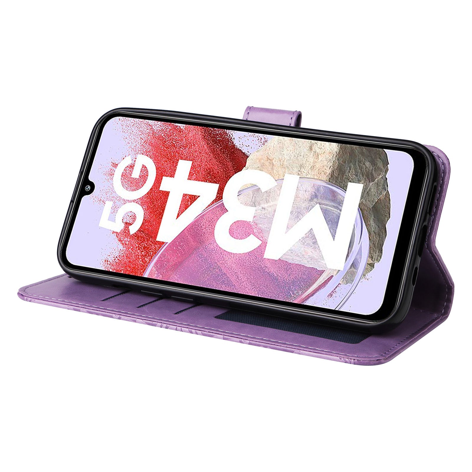 For Samsung Galaxy F34 5G M34 5G Anti-Scratch Phone Cover Sunflower Imprint PU Leather Wallet Stand Case