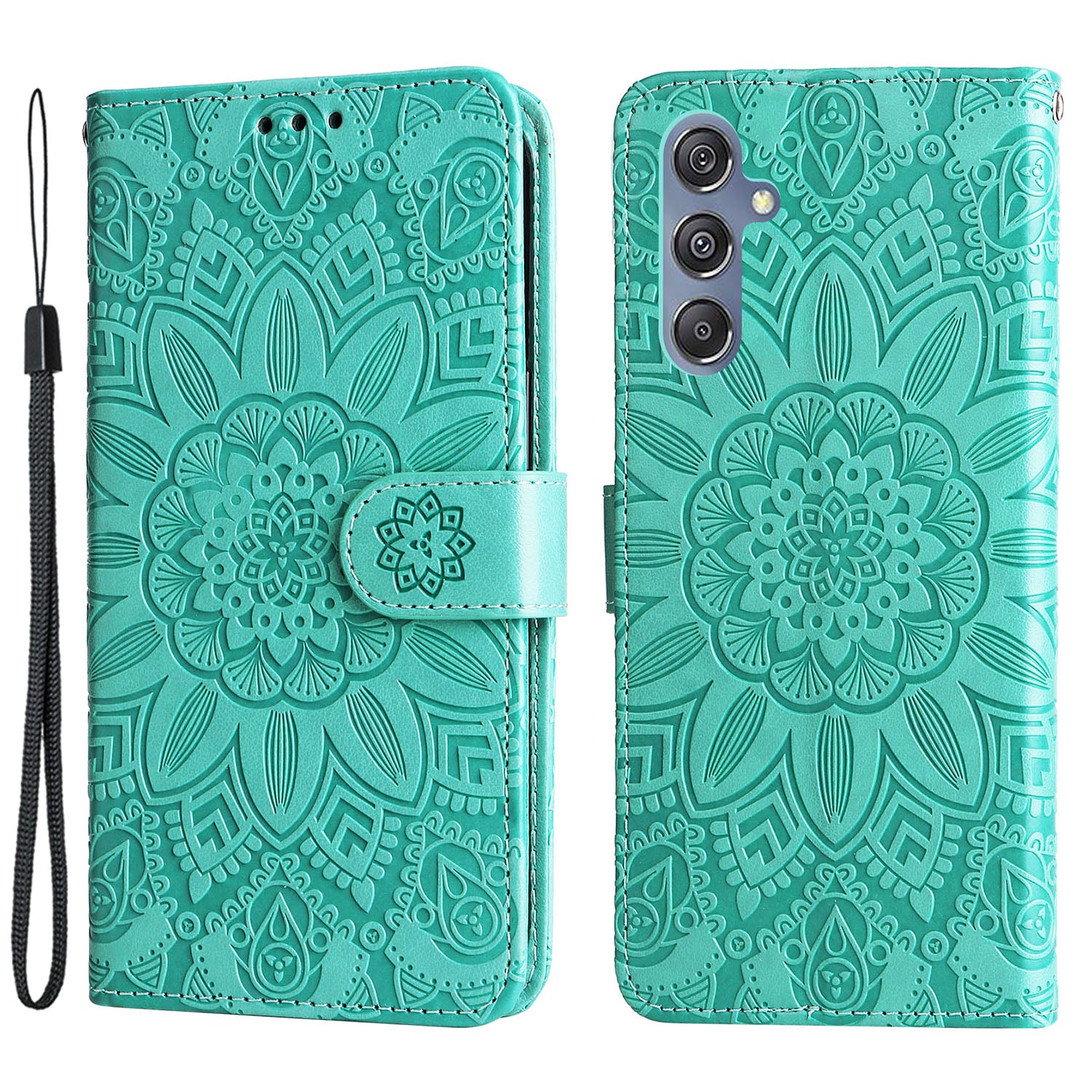 For Samsung Galaxy F34 5G M34 5G Anti-Scratch Phone Cover Sunflower Imprint PU Leather Wallet Stand Case