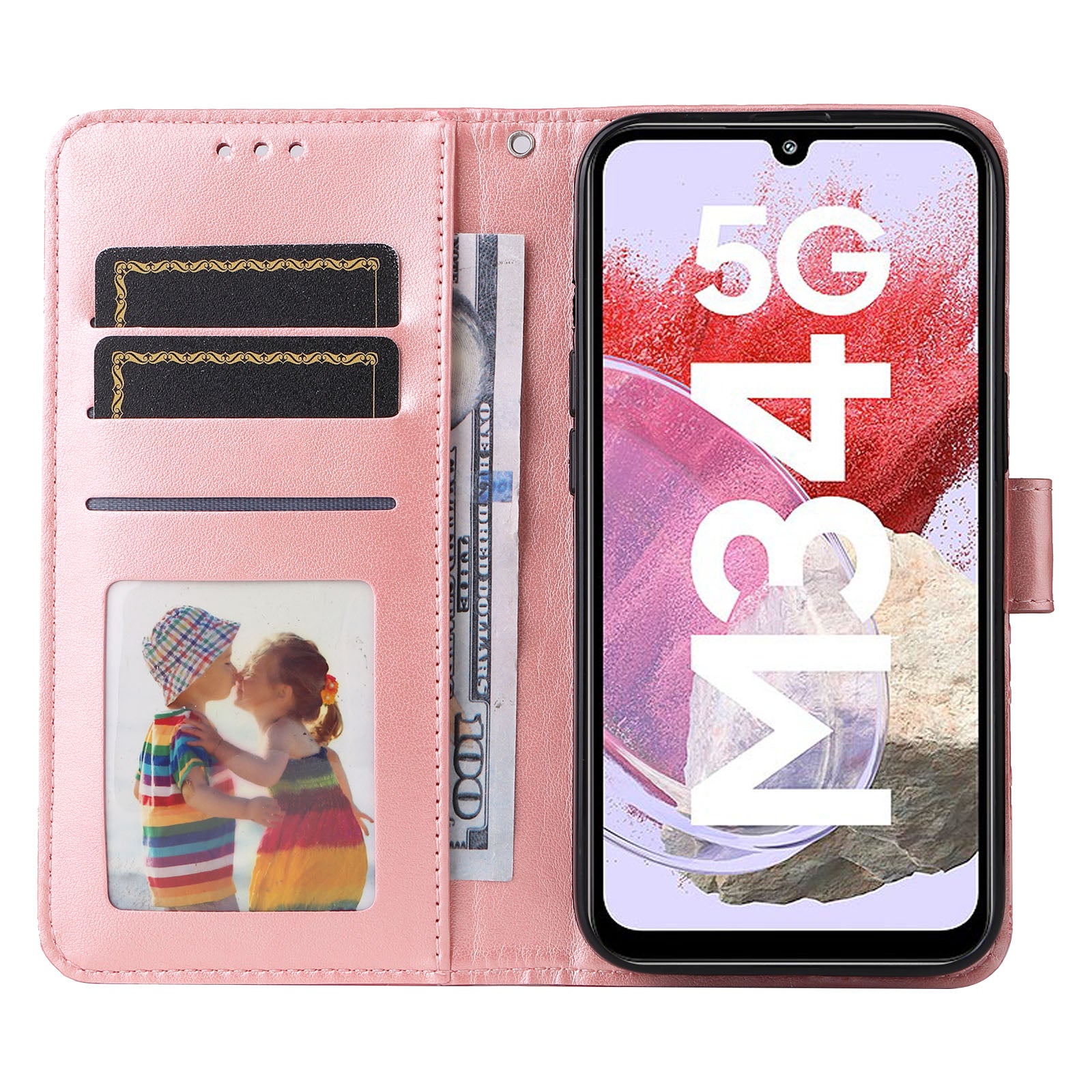 For Samsung Galaxy F34 5G M34 5G Anti-Scratch Phone Cover Sunflower Imprint PU Leather Wallet Stand Case