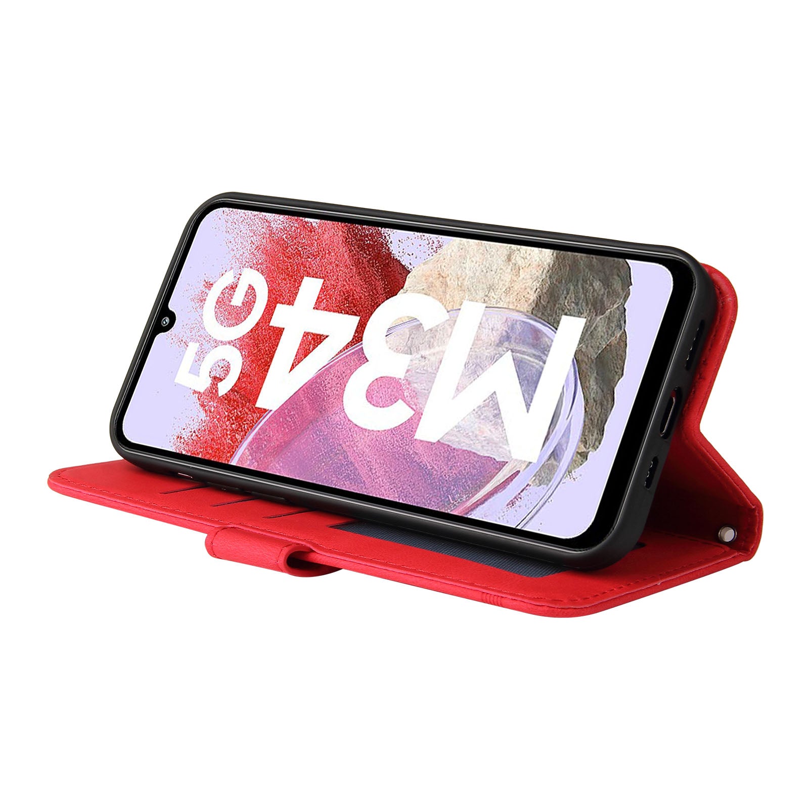 For Samsung Galaxy F34 5G M34 5G Imprinted Lines Stand Wallet Cover Anti-drop PU Leather Phone Case