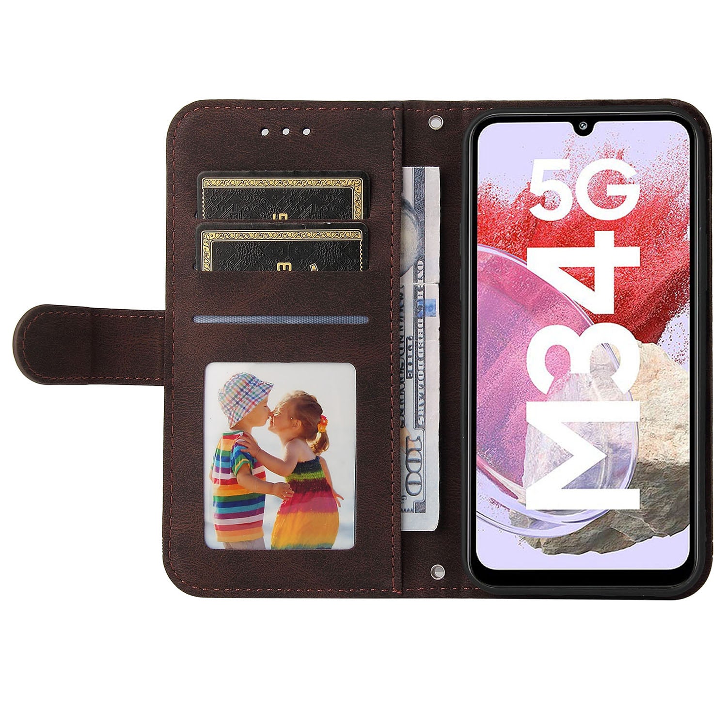 For Samsung Galaxy F34 5G M34 5G Imprinted Lines Stand Wallet Cover Anti-drop PU Leather Phone Case