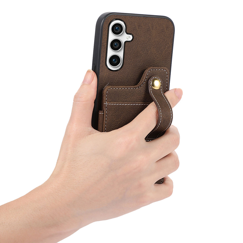 ABEEL Style 01 For Samsung Galaxy S23 FE Litchi Texture PU Leather TPU PC Phone Cover Kickstand Case with Folio Flip Card Slots