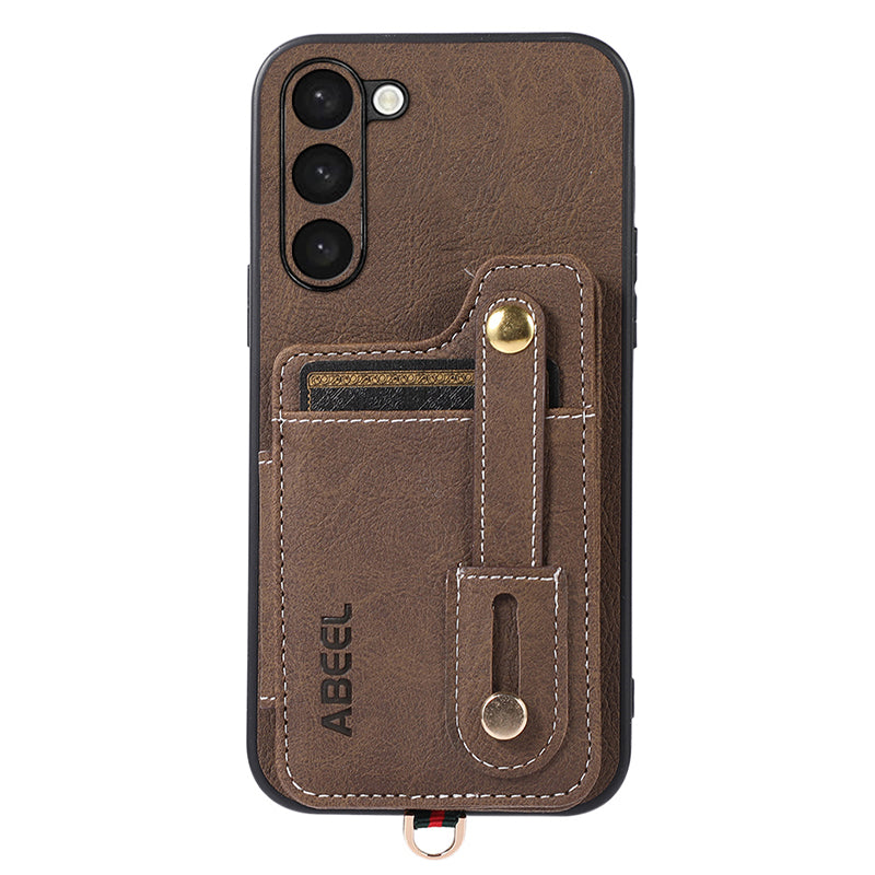 ABEEL Style 01 Kickstand Case for Samsung Galaxy S23 Litchi Texture PU Leather TPU PC Phone Cover with Folio Flip Card Slots