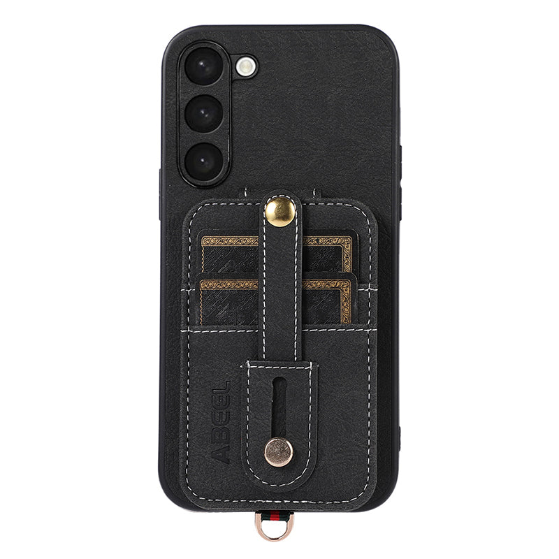 ABEEL Style 02 Litchi Texture Shell for Samsung Galaxy S23 Vertical Flip Card Slots Kickstand Case PU Leather TPU PC Phone Cover