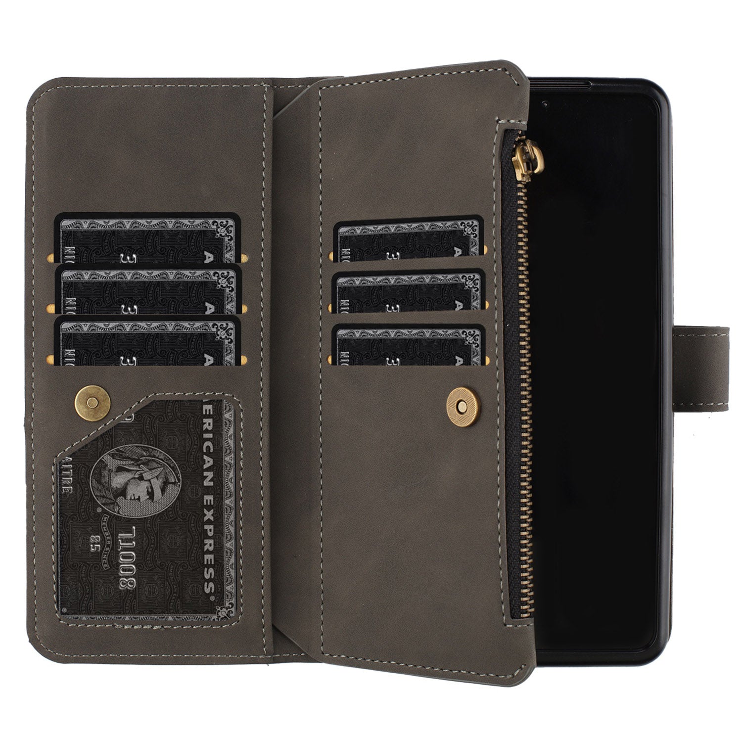 BINFEN COLOR Zipper Wallet Phone Case for Samsung Galaxy Z Fold5 5G Line Imprint TPU PU Flip Cover with Stand