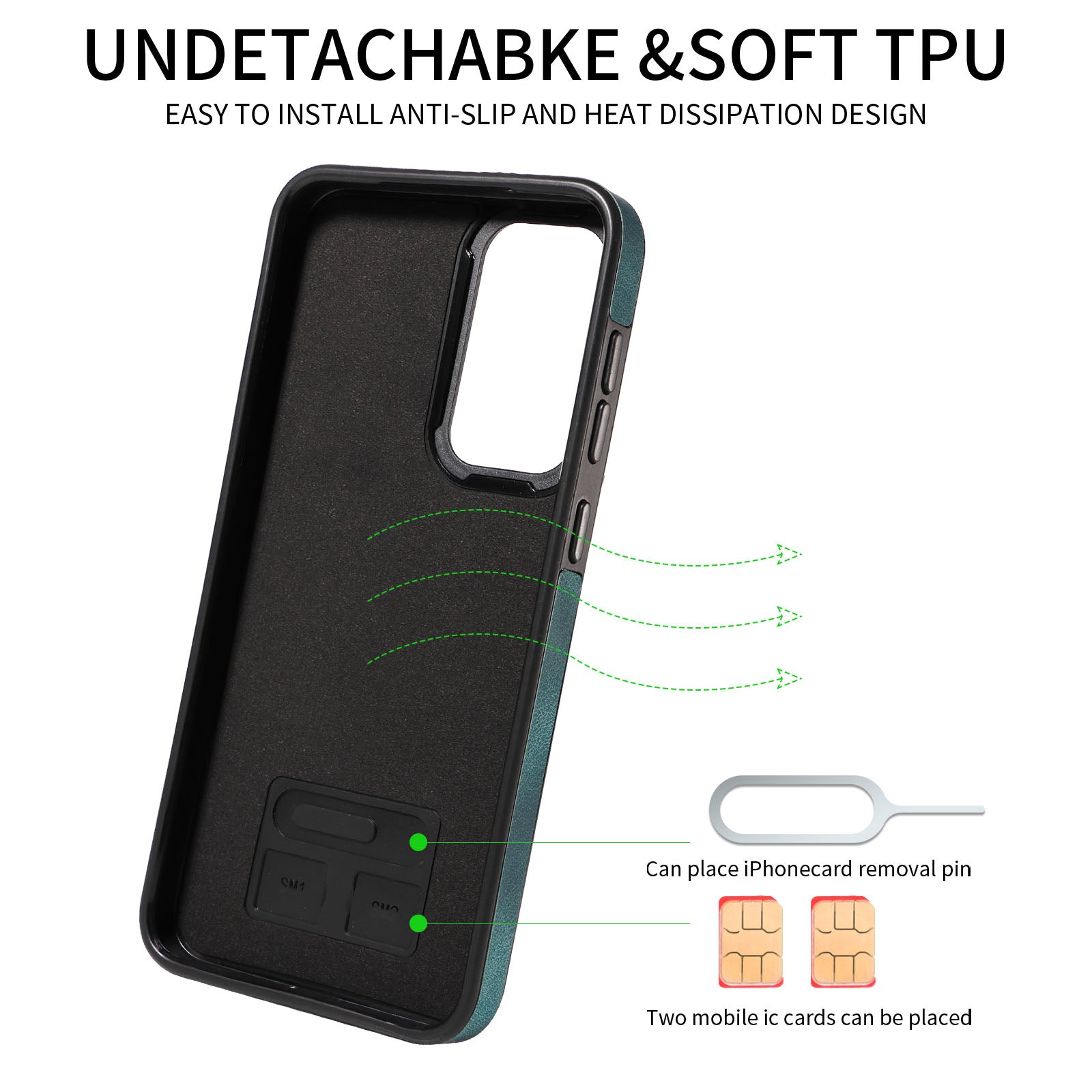 001 For Samsung Galaxy S23 Card Holder Back Cover Ring Kickstand PU Leather Coated TPU Phone Case