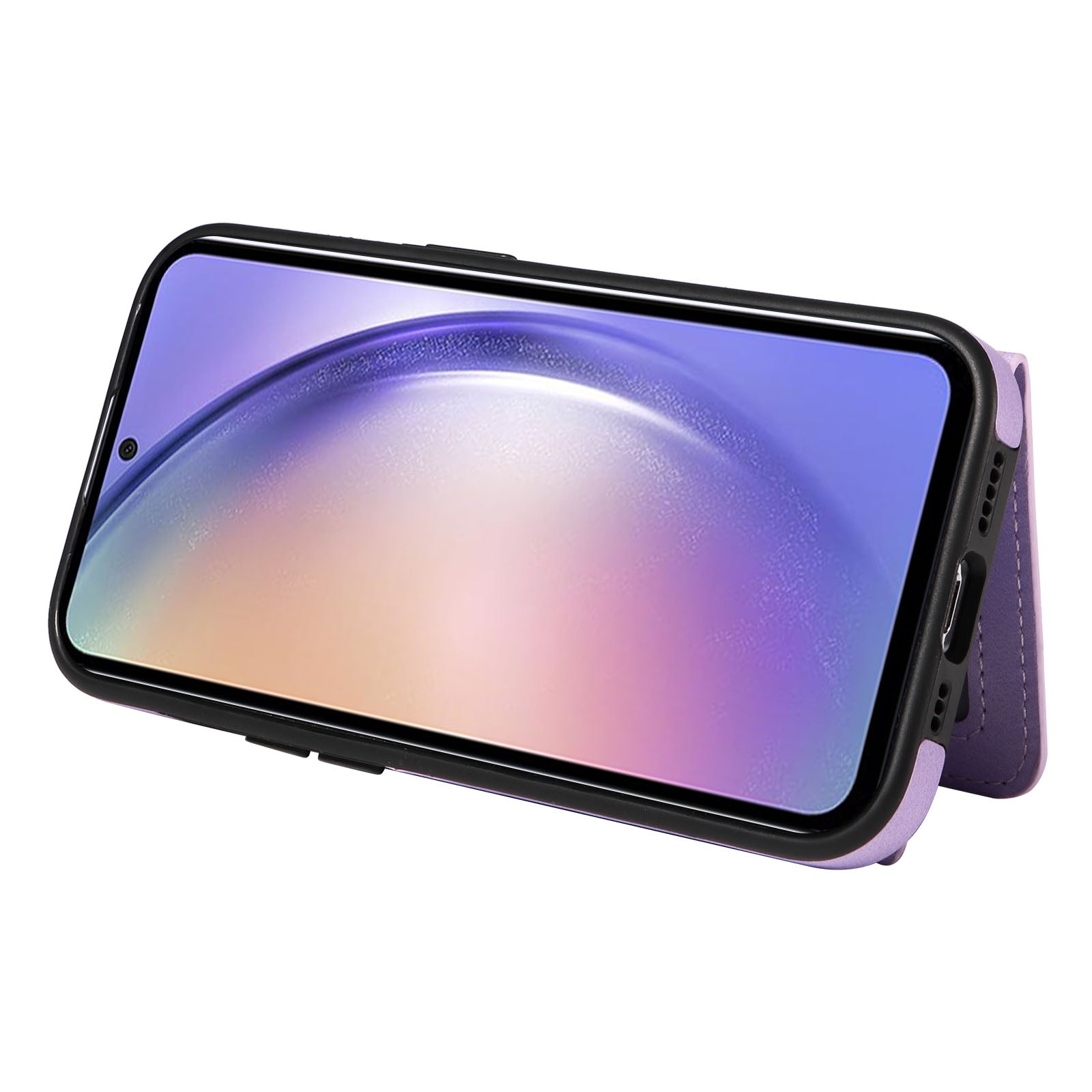 001 For Samsung Galaxy A54 5G Card Holder Phone Case Ring Kickstand Anti-drop PU Leather TPU Cover