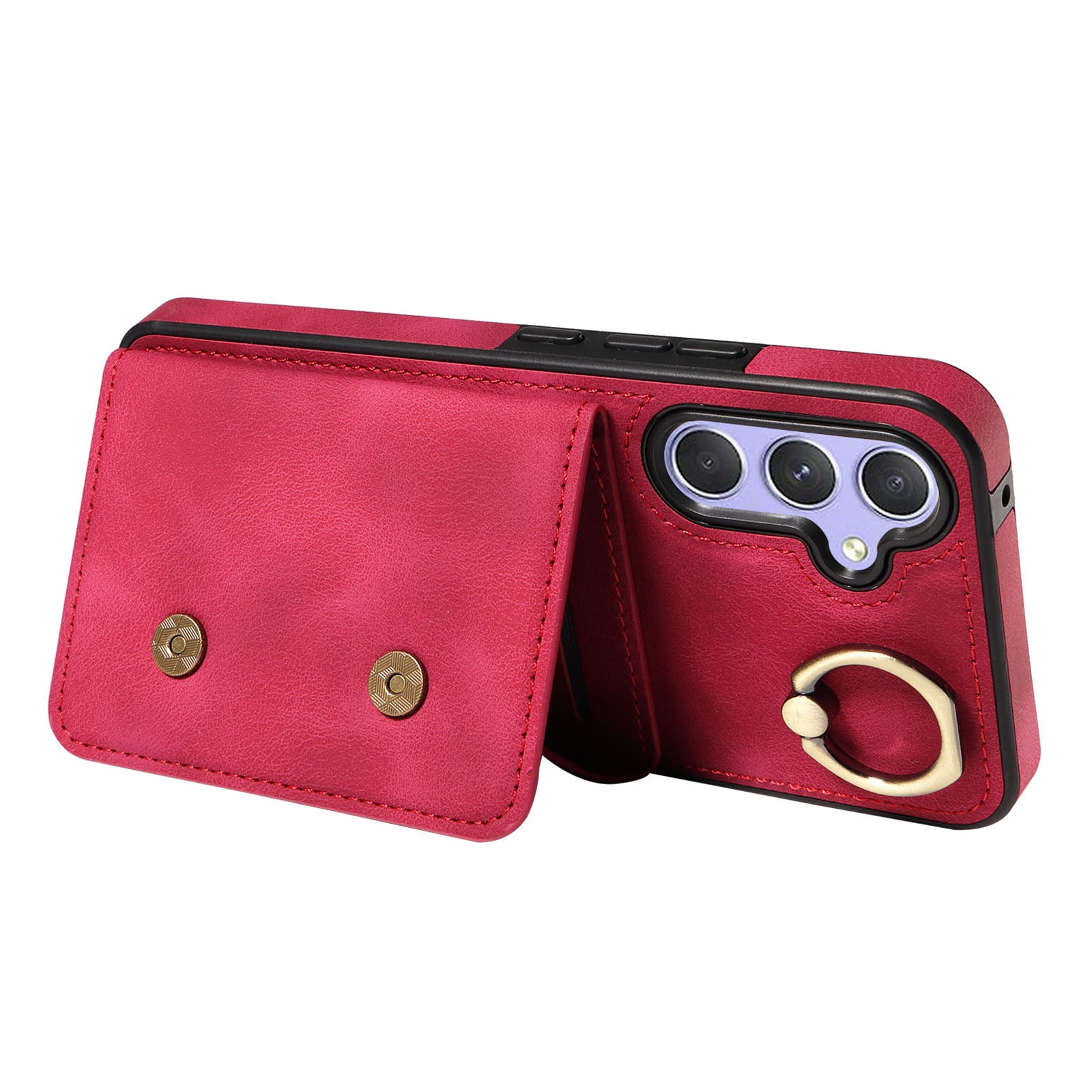 001 For Samsung Galaxy A54 5G Card Holder Phone Case Ring Kickstand Anti-drop PU Leather TPU Cover