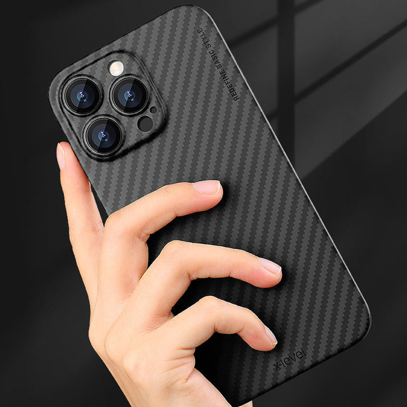 X-LEVEL For iPhone 15 Pro Carbon Fiber Texture Shockproof Hard PC Back Case Ultra Thin Phone Cover