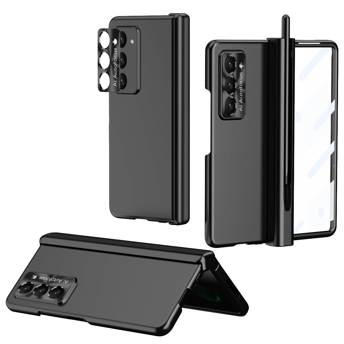 For Samsung Galaxy Z Fold5 5G Hinge Protection Phone Case Electroplating PC Phone Cover with Pen Slot