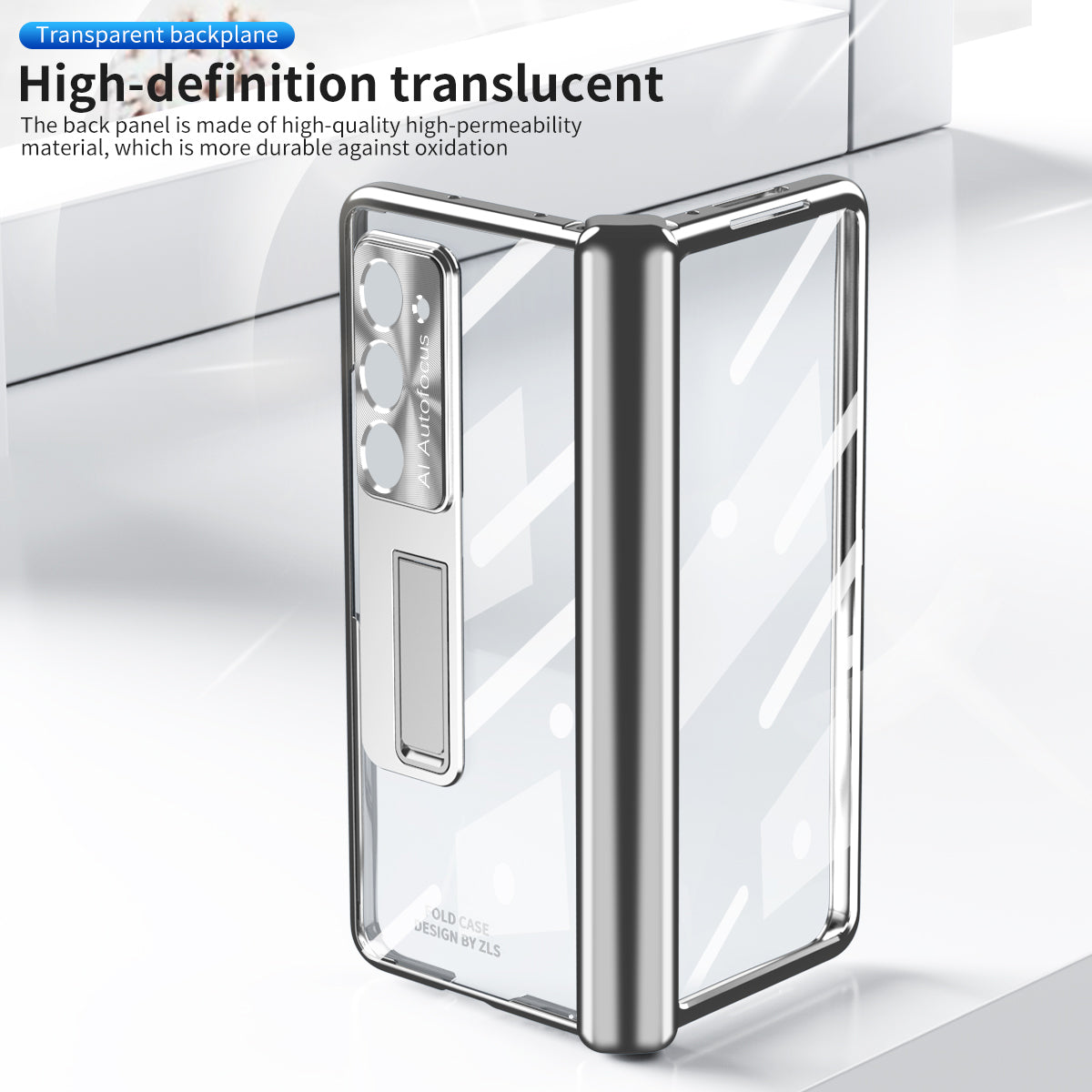 For Samsung Galaxy Z Fold5 5G Hinge Protection Kickstand Phone Case PC Tempered Glass Film Clear Phone Cover