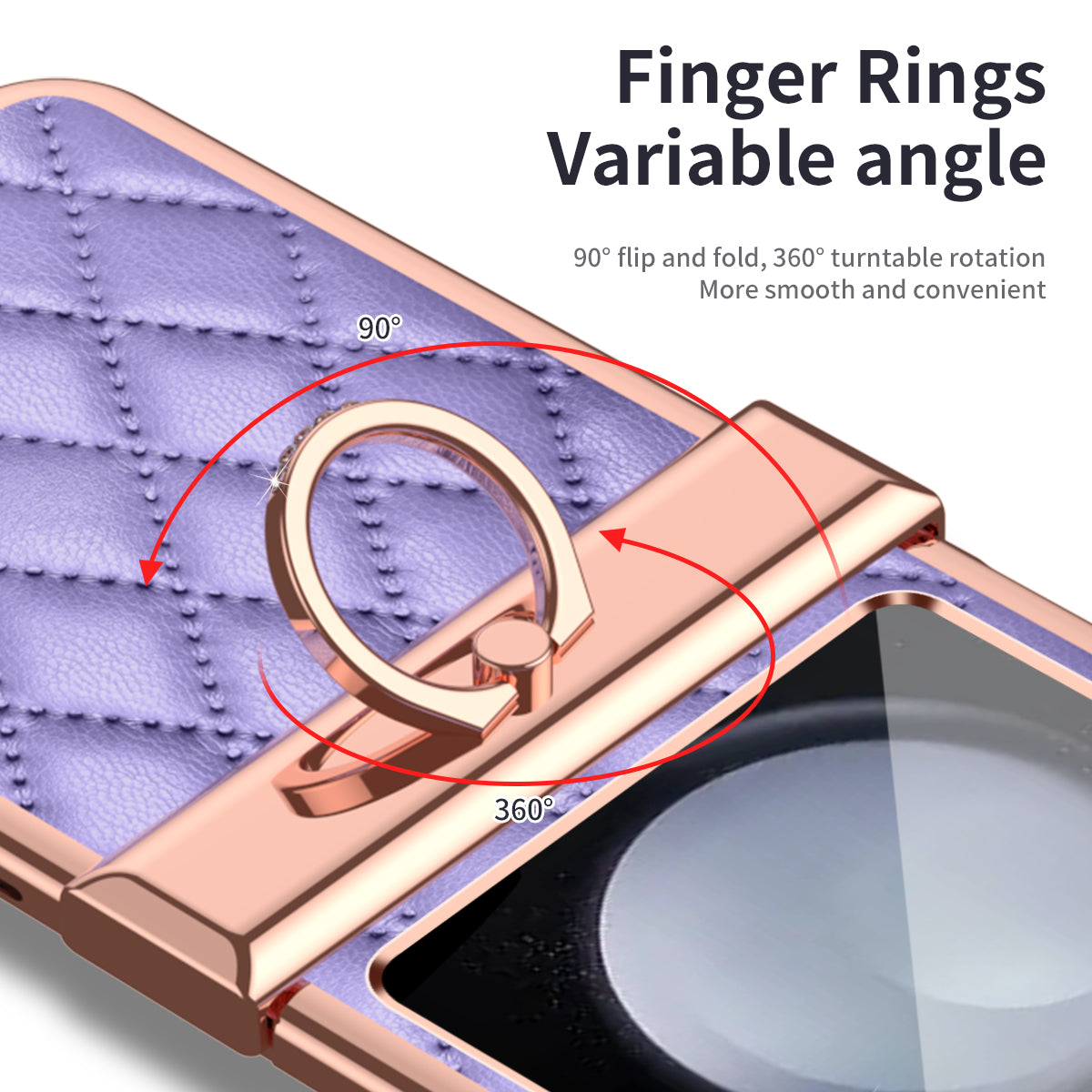 Stitching Line Imprinted Phone Case for Samsung Galaxy Z Flip5 5G PU PC Kickstand Electroplating Phone Cover