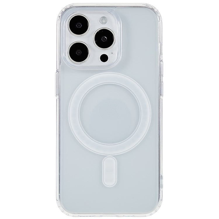 For iPhone 15 Pro Acrylic TPU Clear Anti-scratch Cover Magnetic Phone Case Compatible with MagSafe