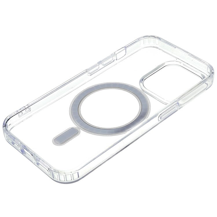For iPhone 15 Pro Max Clear Protective Cover Acrylic TPU Magnetic Phone Case Compatible with MagSafe
