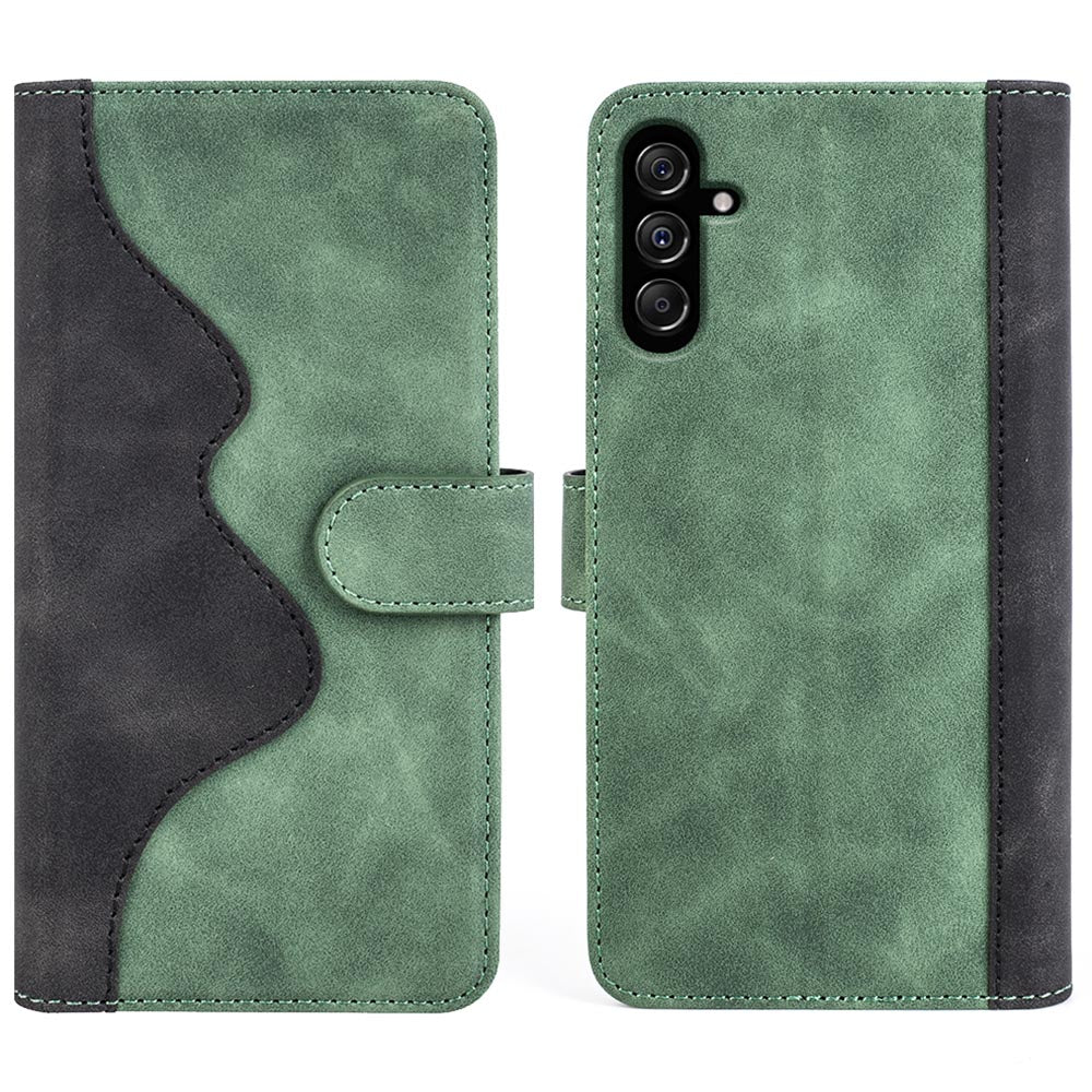 Dual-color Splicing Phone Case for Samsung Galaxy F34 5G M34 5G Leather Wallet Stand Anti-scratch Cover