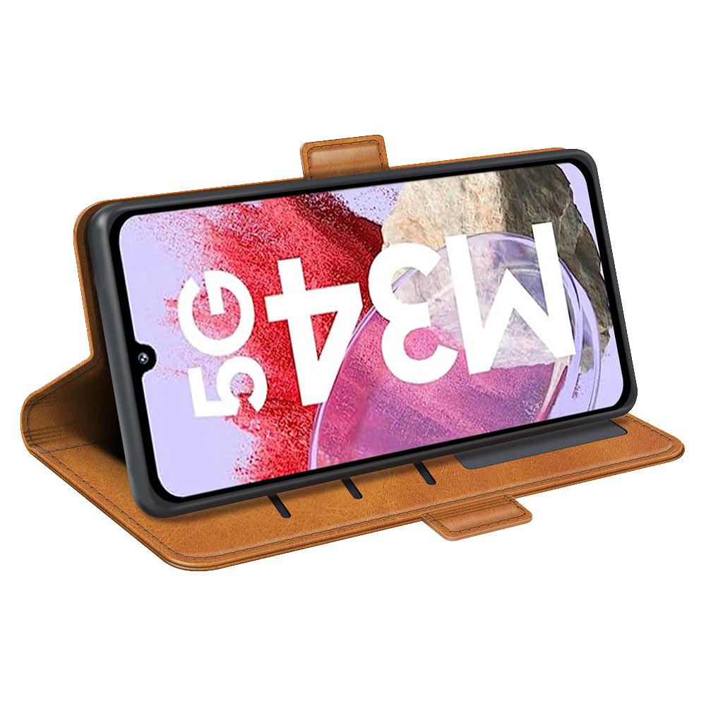 For Samsung Galaxy F34 5G M34 5G Calf Texture Phone Case Supporting Stand Wallet Leather Phone Cover
