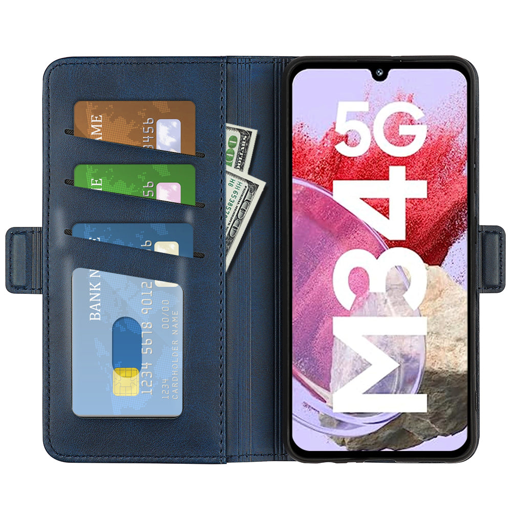 For Samsung Galaxy F34 5G M34 5G Calf Texture Phone Case Supporting Stand Wallet Leather Phone Cover