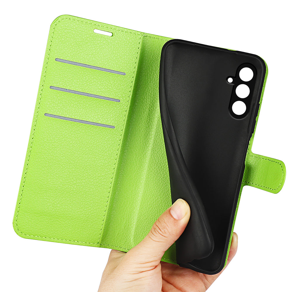For Samsung Galaxy F34 5G M34 5G Phone Case Anti-Scratch Stand PU Leather Wallet Litchi Texture Protective Cover