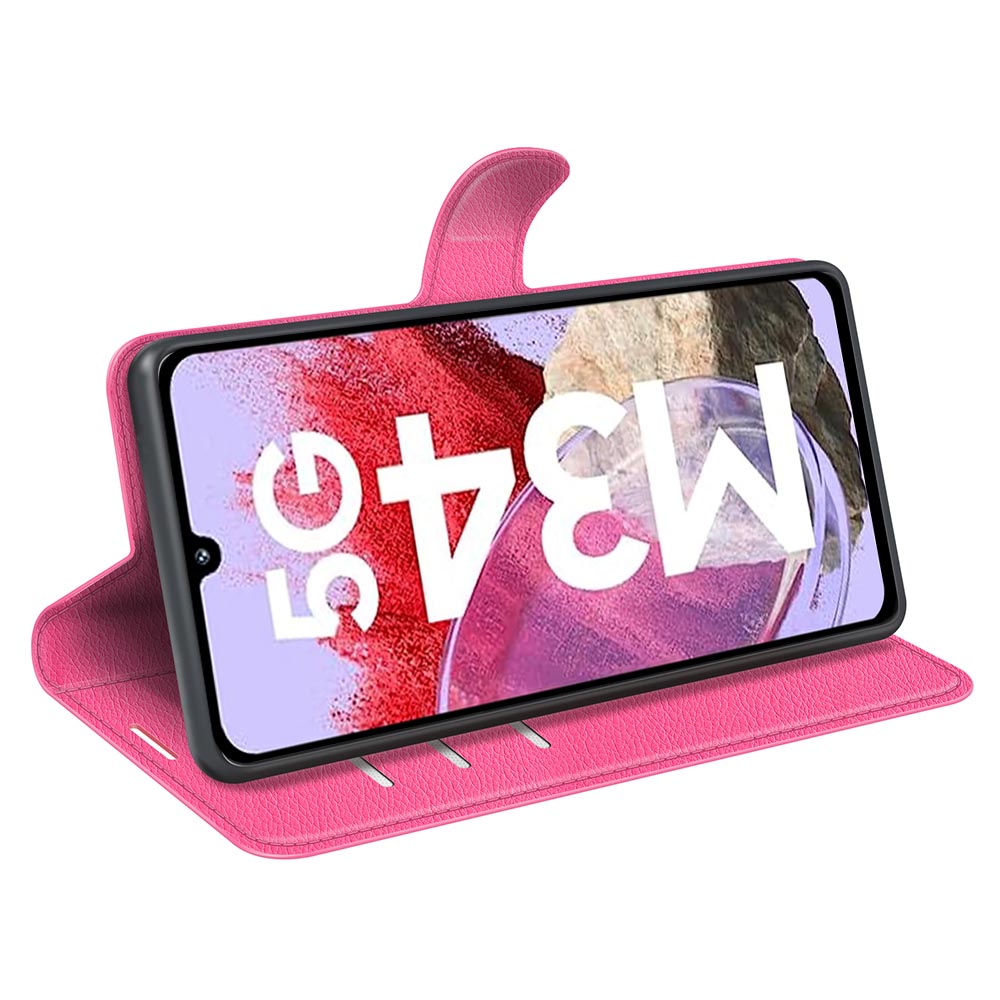 For Samsung Galaxy F34 5G M34 5G Phone Case Anti-Scratch Stand PU Leather Wallet Litchi Texture Protective Cover