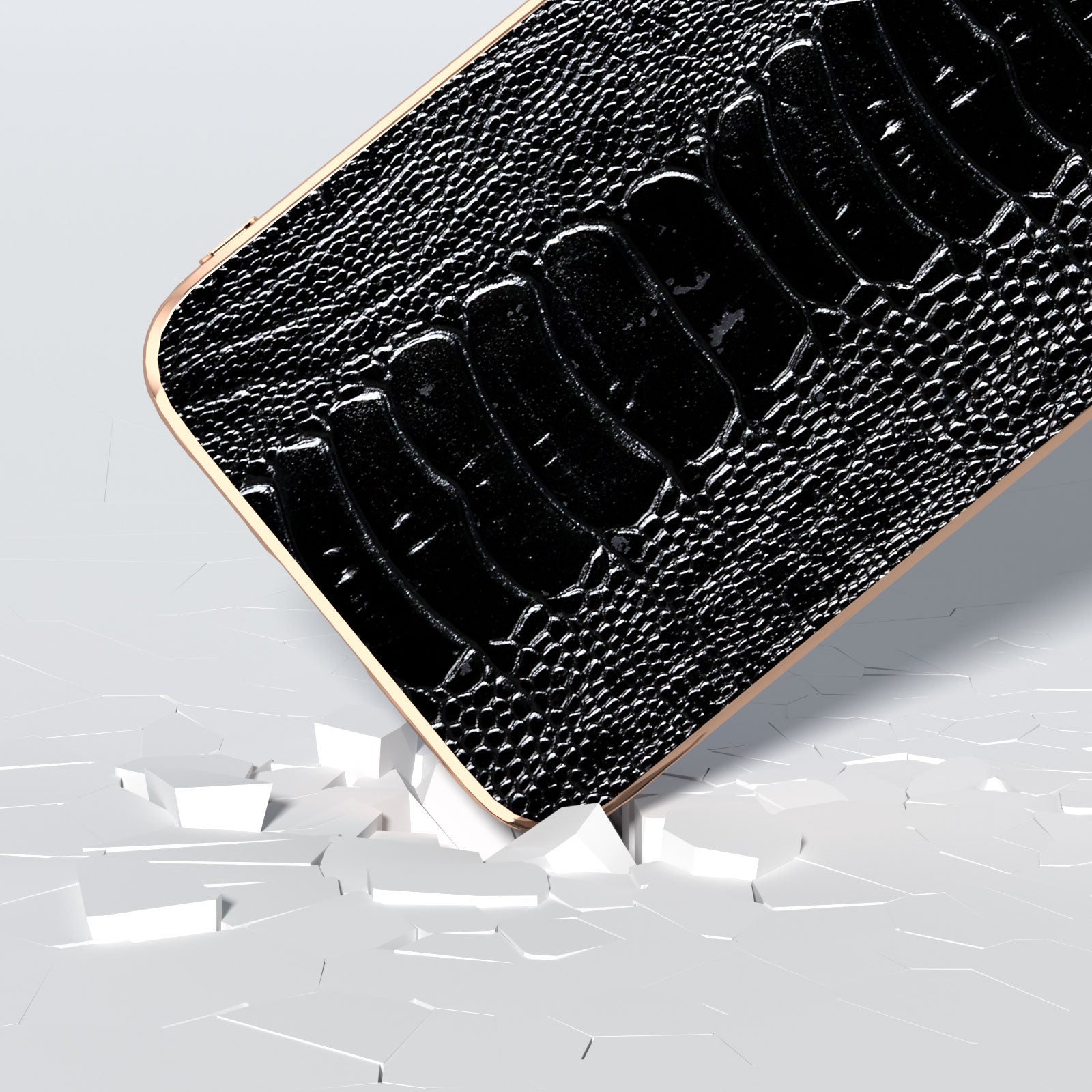 For Samsung Galaxy S23 FE Crocodile Texture Electroplating Cover Genuine Cow Leather Coated PC TPU Protective Phone Case