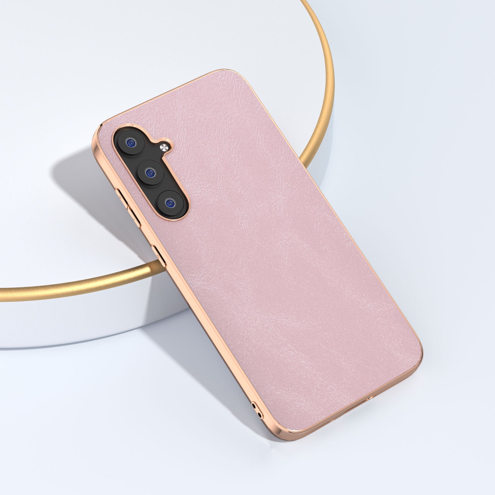 For Samsung Galaxy S23 FE Cowhide Texture Phone Case PU Leather Coated PC TPU Electroplating Cover