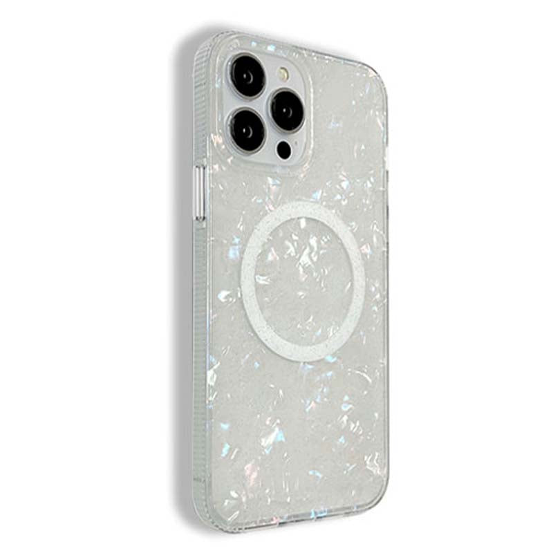 PVC Soft TPU Phone Case for iPhone 15 Pro Shell Texture Glitter IMD Shockproof Cover Compatible with MagSafe