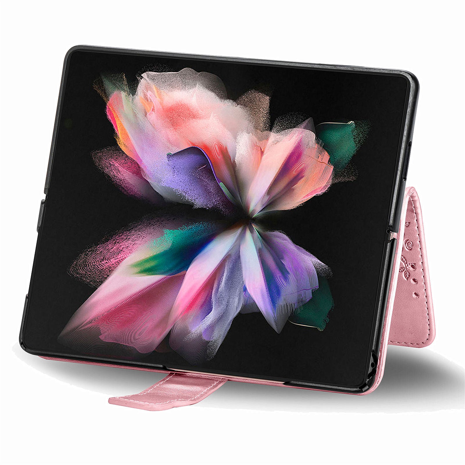 For Samsung Galaxy Z Fold5 5G Butterfly Imprinted Stand Wallet Case PU Leather Fully Wrapped Phone Cover